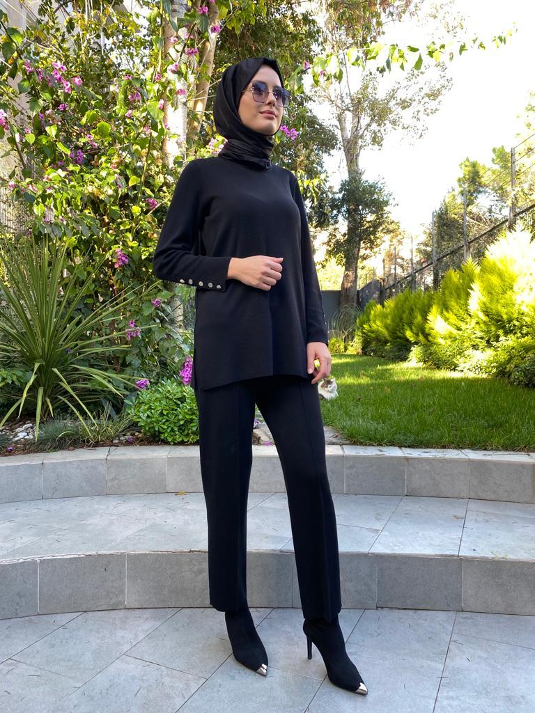 Miss Dalida Uzun Kollu Basic Tunik Siyah t24k-6001