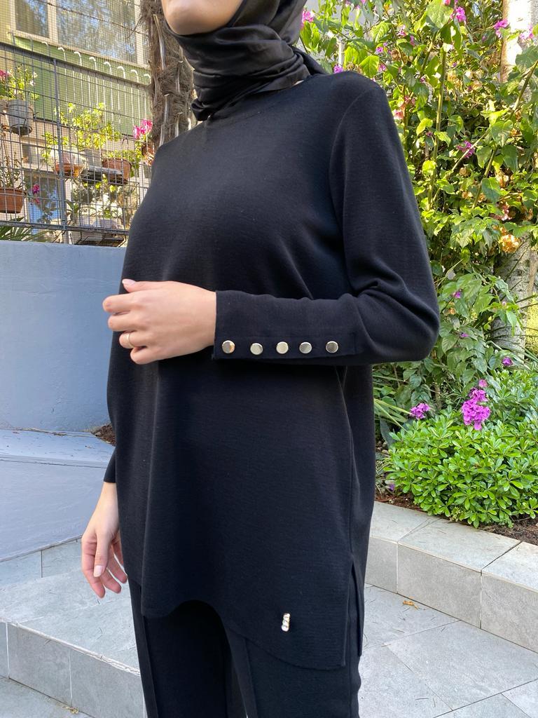 Miss Dalida Uzun Kollu Basic Tunik Siyah t24k-6001