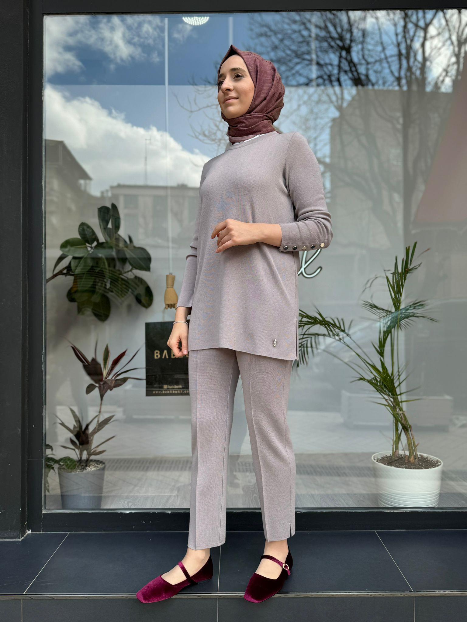 Miss Dalida Uzun Kollu Basic Tunik Terra Milky t24k-6001