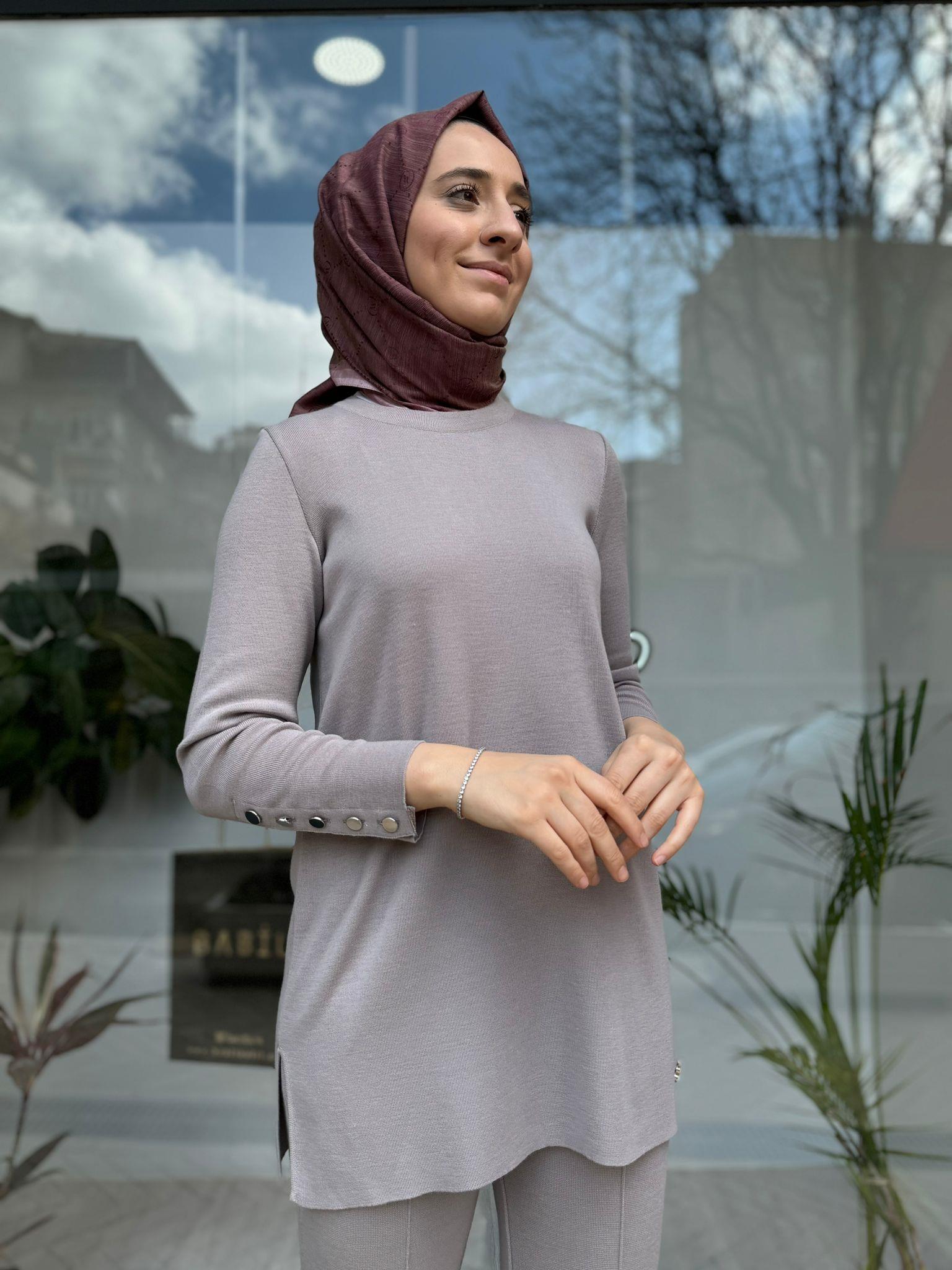 Miss Dalida Uzun Kollu Basic Tunik Terra Milky t24k-6001