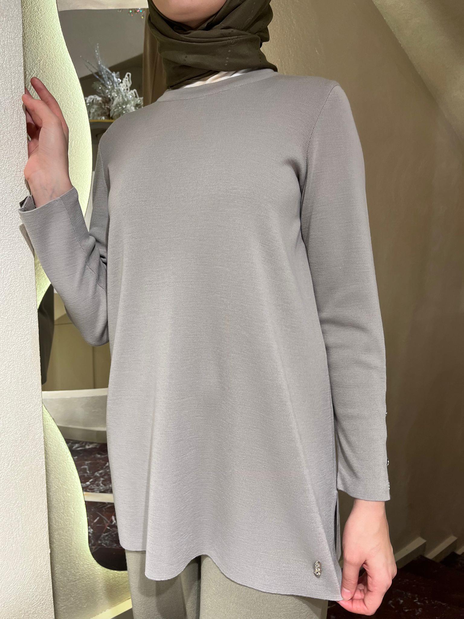 Miss Dalida Uzun Kollu Basic Tunik Terra Milky t24k-6001