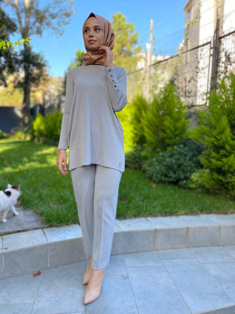 Miss Dalida Uzun Kollu Basic Tunik Villa Gri t24k-6001