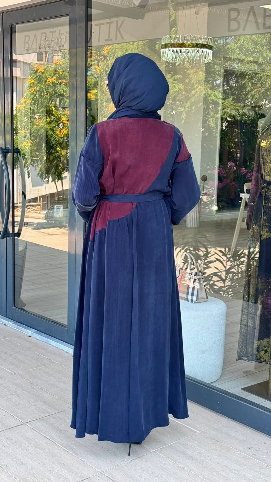 Misswhence Asimetrik Patchwork Kuşaklı Elbise 39801