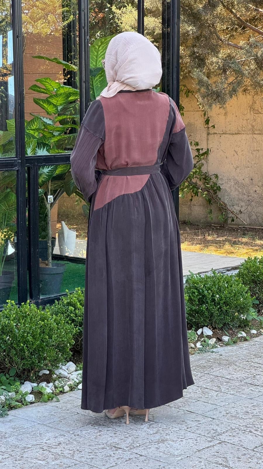 Misswhence Asimetrik Patchwork Kuşaklı Elbise 39801