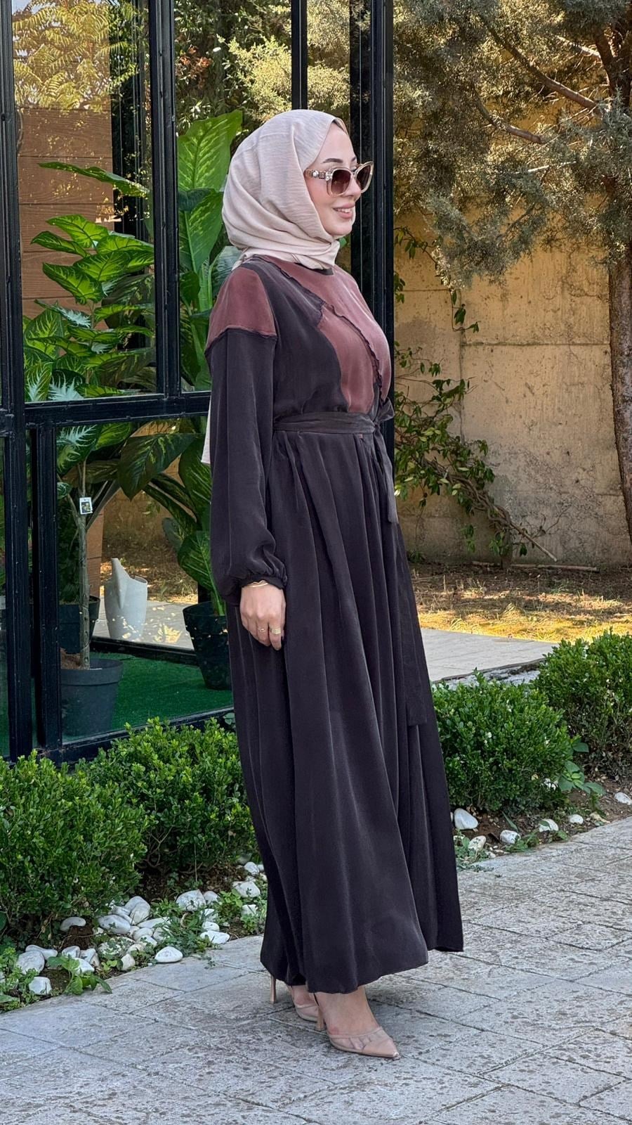 Misswhence Asimetrik Patchwork Kuşaklı Elbise 39801