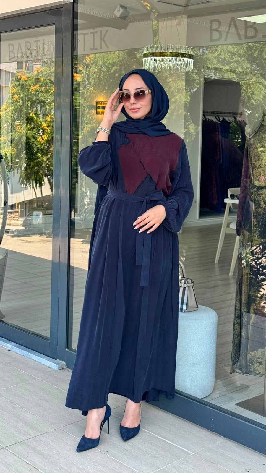 Misswhence Asimetrik Patchwork Kuşaklı Elbise 39801