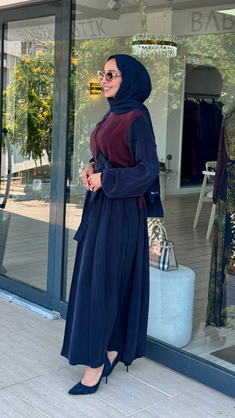 Misswhence Asimetrik Patchwork Kuşaklı Elbise 39801