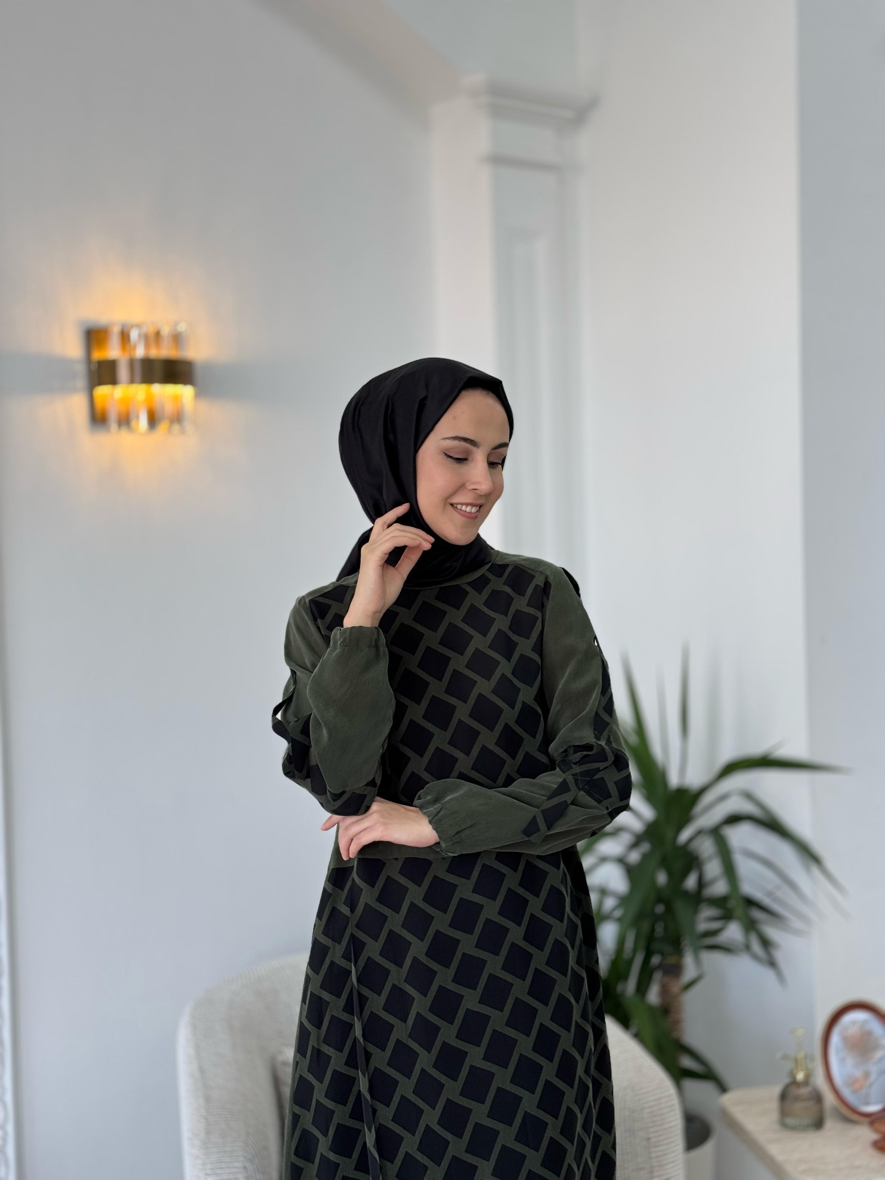 Misswhence Baklava Desenli Elbise 37825