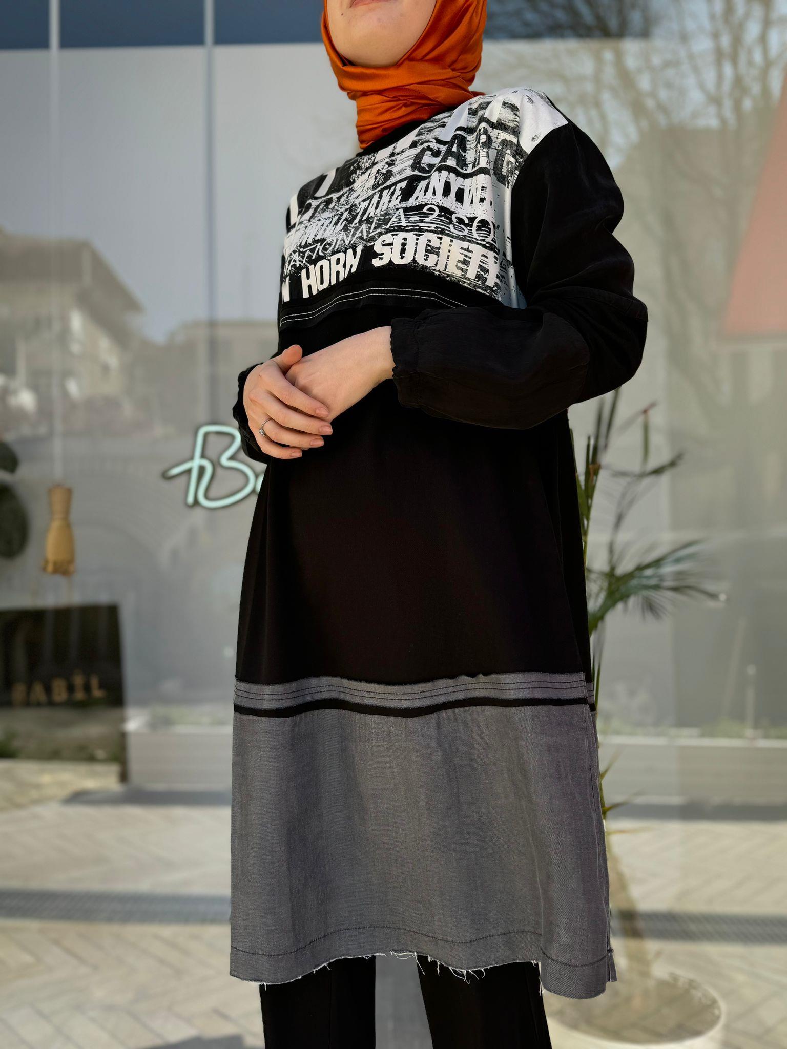 Misswhence Baskılı Tunik Siyah 35002