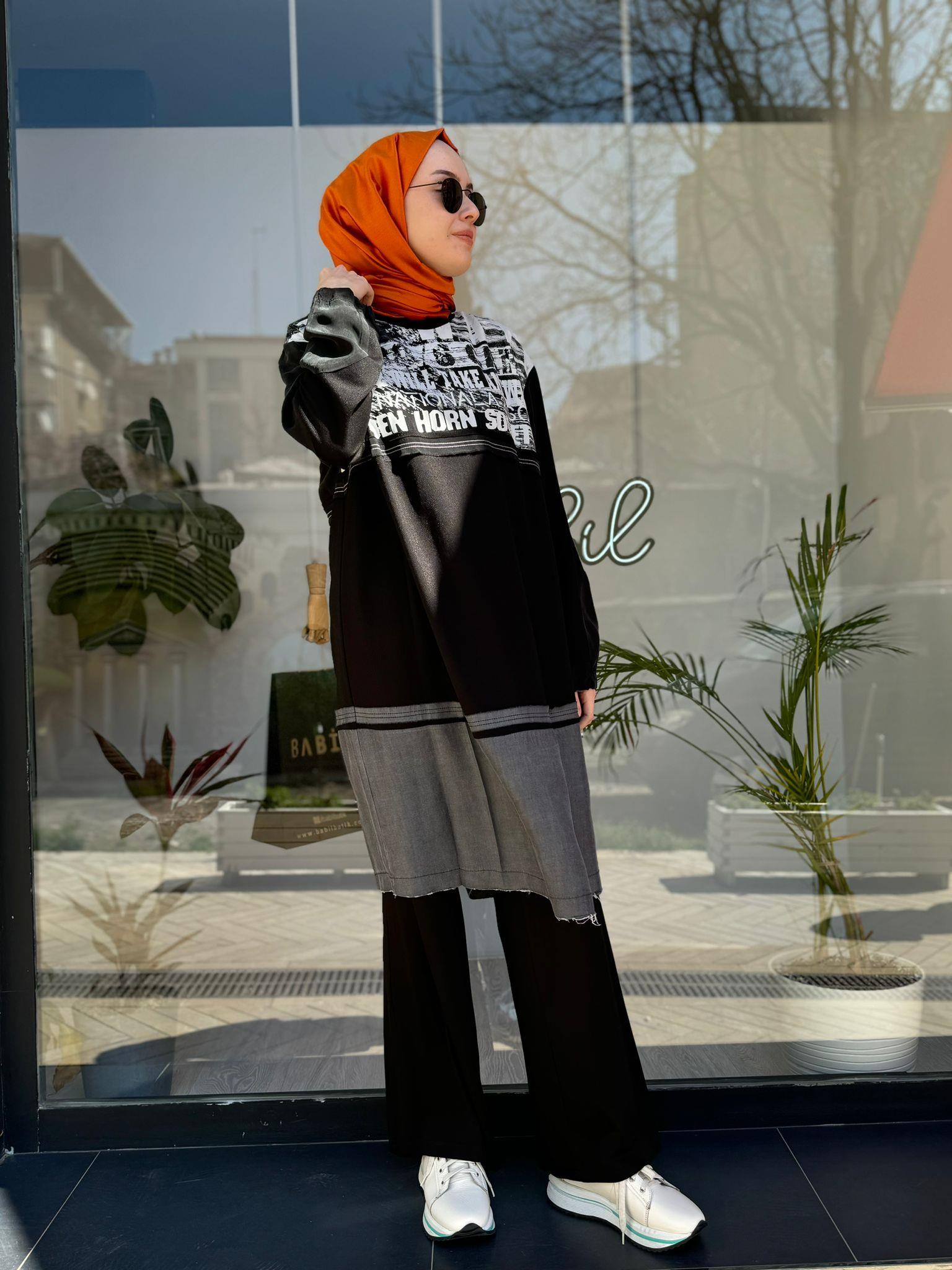 Misswhence Baskılı Tunik Siyah 35002