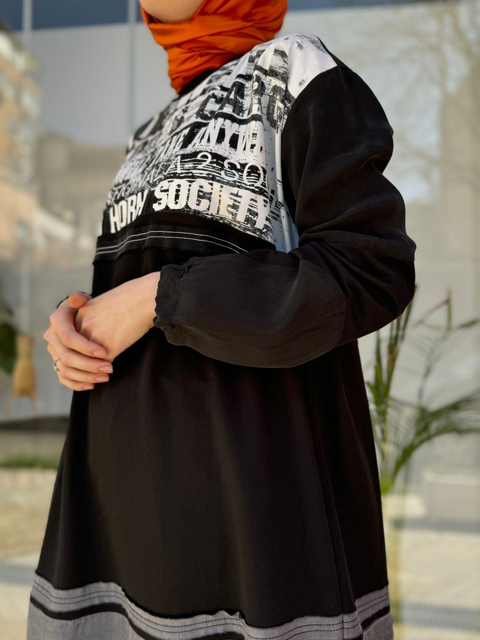 Misswhence Baskılı Tunik Siyah 35002