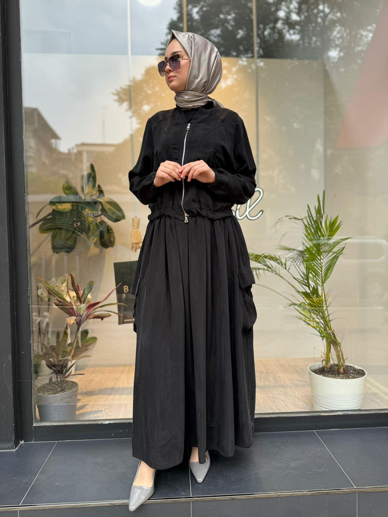 Misswhence Beli Lastikli Cep Detaylı Etek Siyah 35912