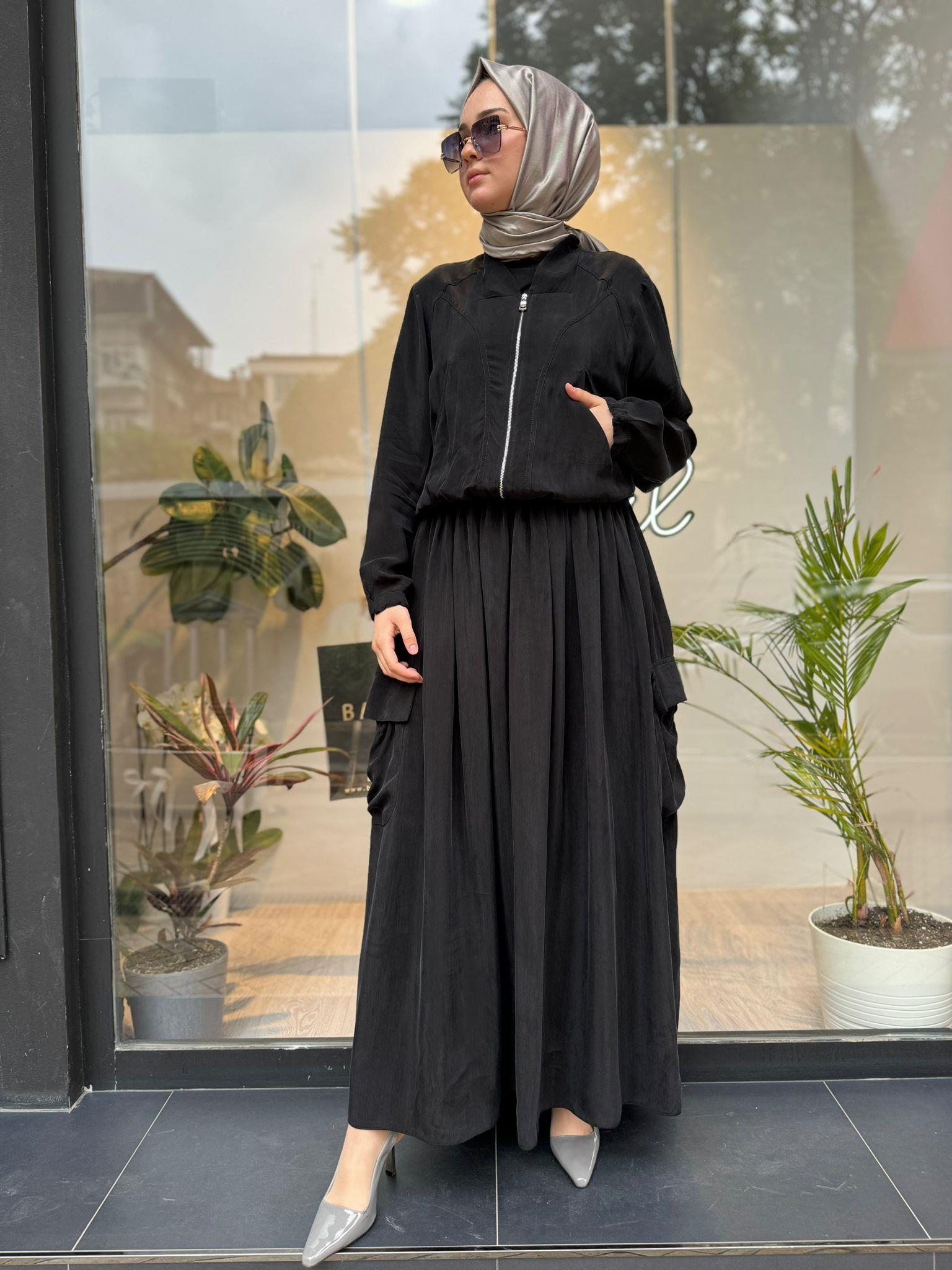 Misswhence Beli Lastikli Cep Detaylı Etek Siyah 35912