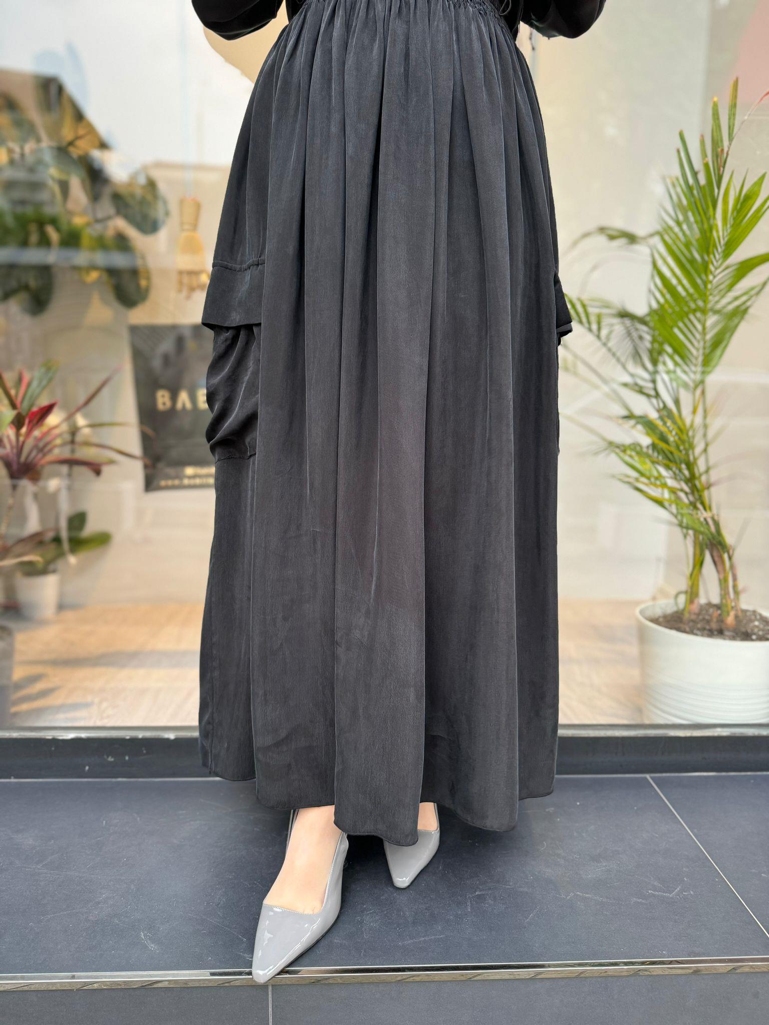 Misswhence Beli Lastikli Cep Detaylı Etek Siyah 35912