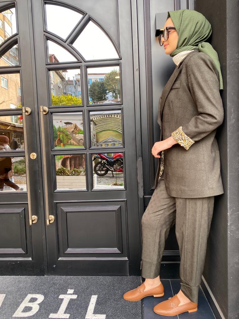 Misswhence Beli Lastikli Paça Detaylı Pantolon Yeşil 34107