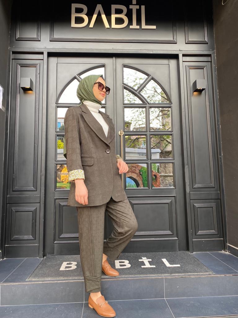 Misswhence Beli Lastikli Paça Detaylı Pantolon Yeşil 34107