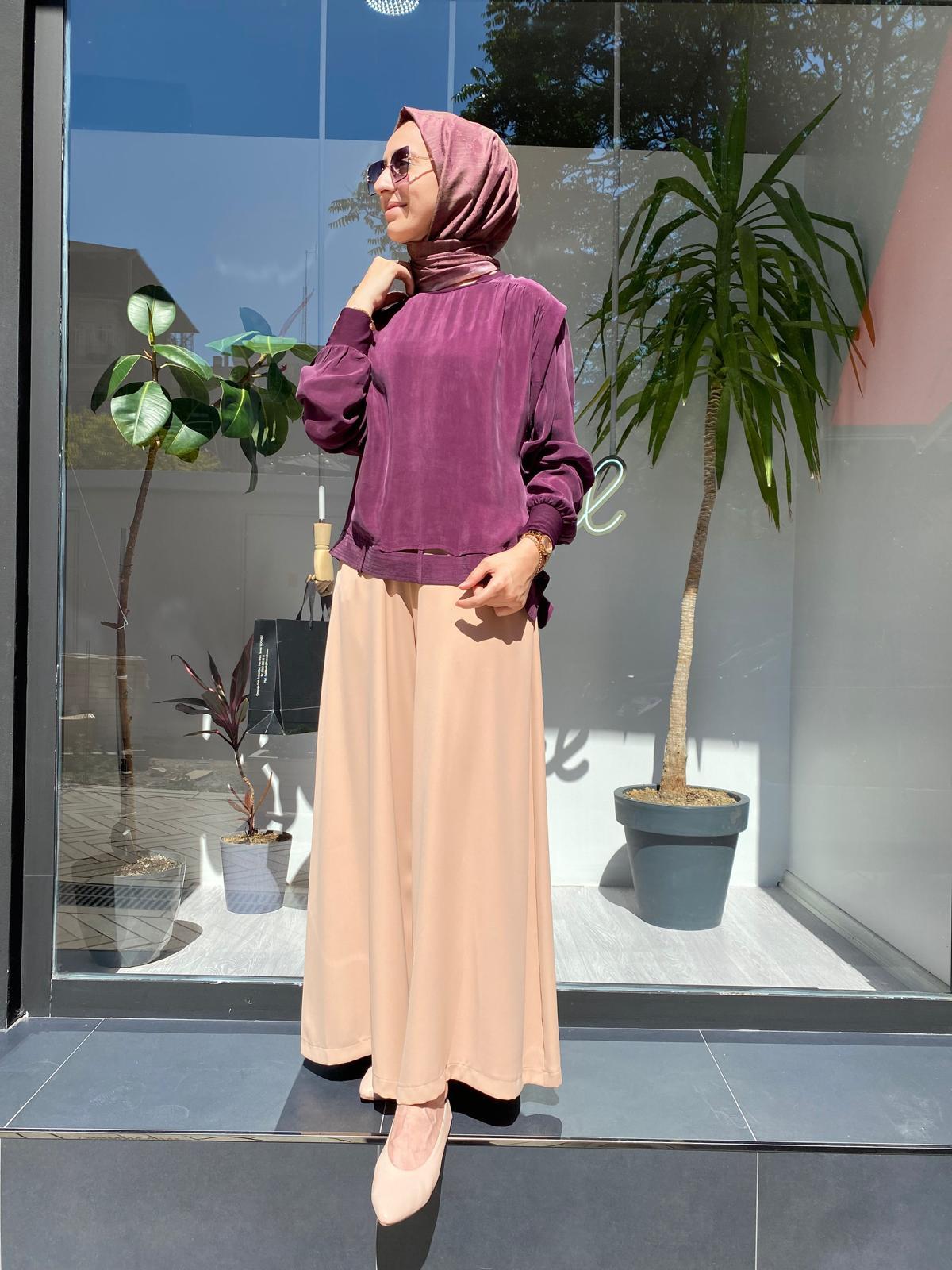 Misswhence Bol Paça Kuşaklı Pantolon Kayısı 33126