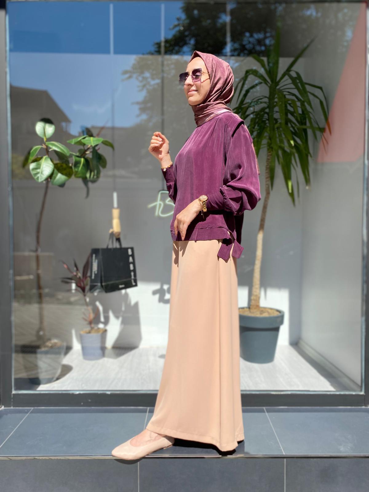 Misswhence Bol Paça Kuşaklı Pantolon Kayısı 33126