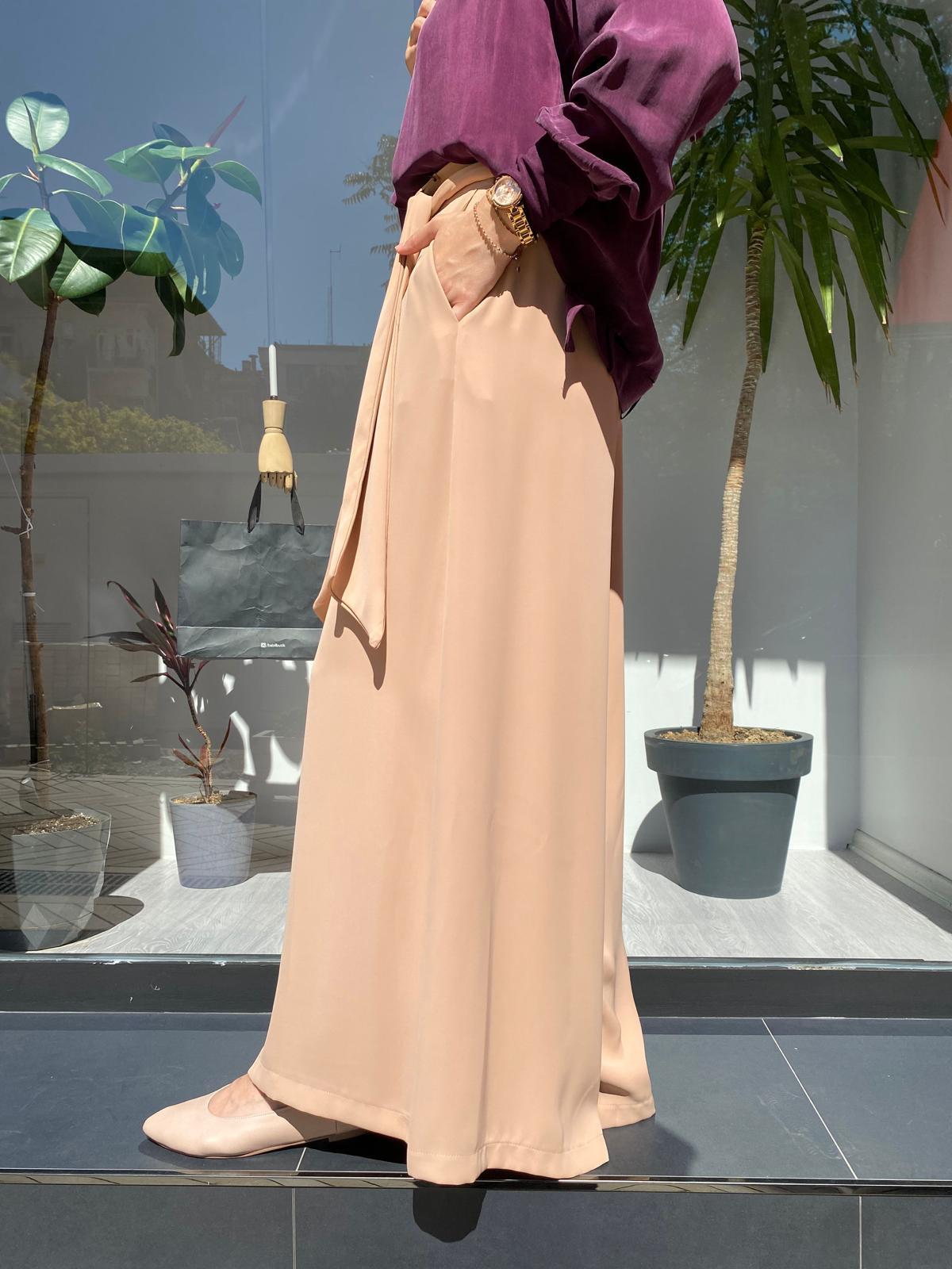 Misswhence Bol Paça Kuşaklı Pantolon Kayısı 33126