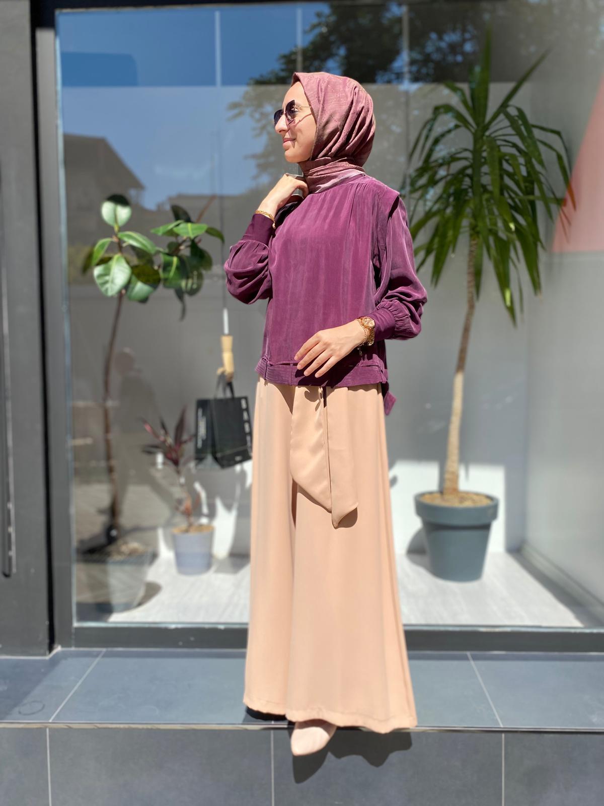 Misswhence Bol Paça Kuşaklı Pantolon Kayısı 33126
