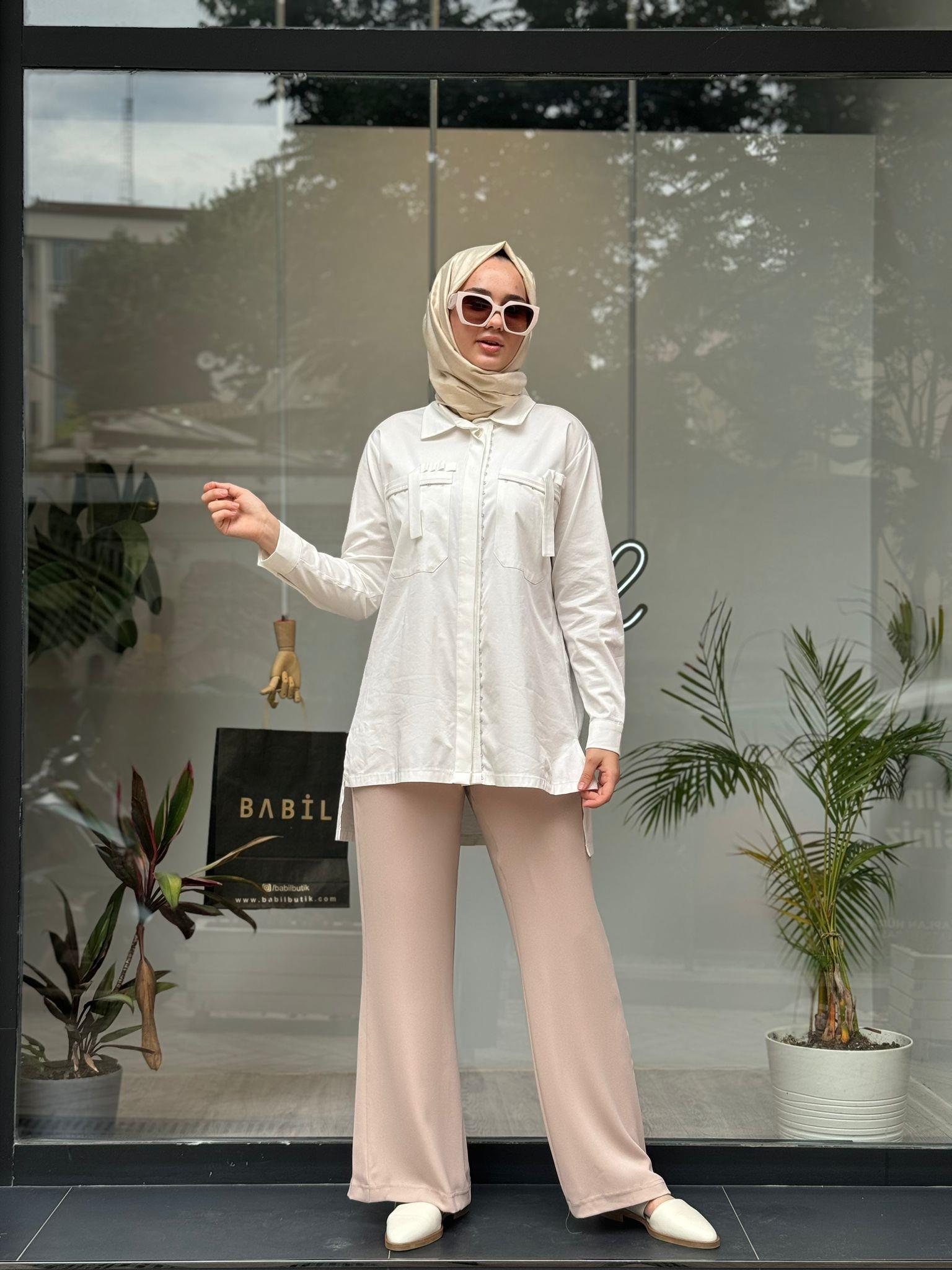 Misswhence Bol Paça Pantolon Taş 35130