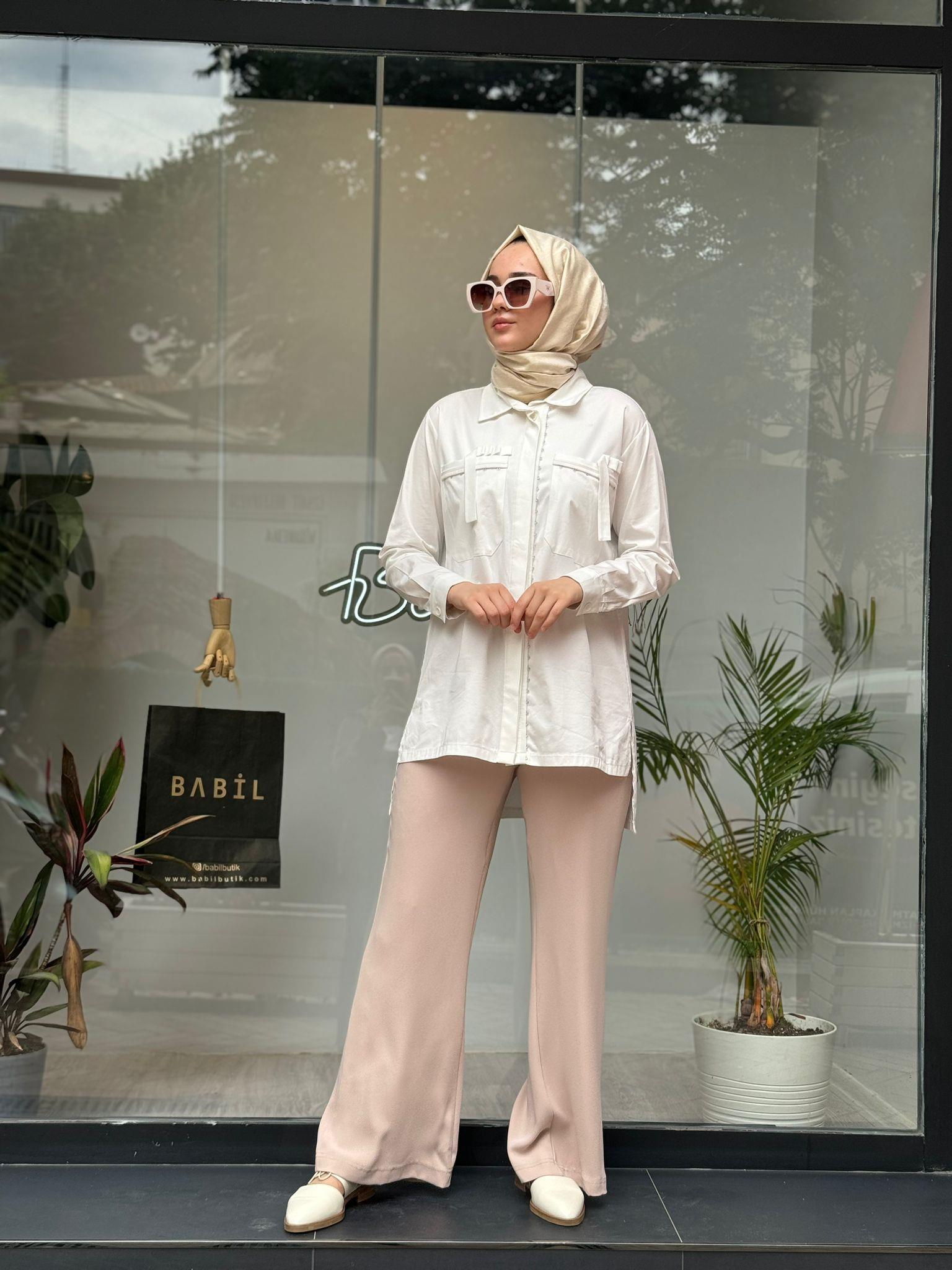 Misswhence Bol Paça Pantolon Taş 35130