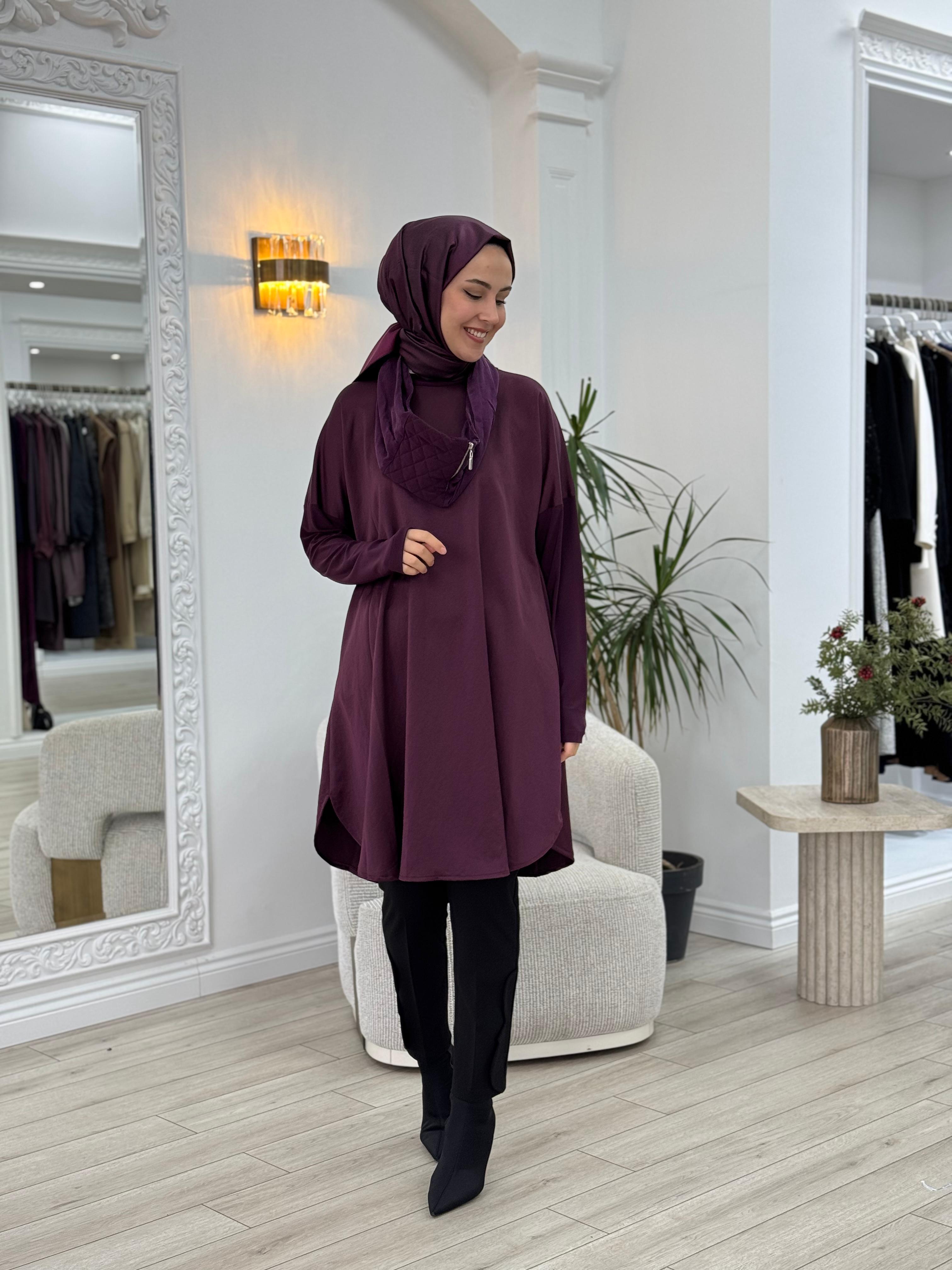 Misswhence Boyunluklu Tunik Mürdüm 34030
