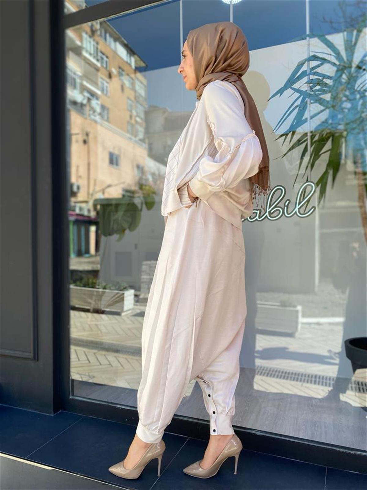 Misswhence Ceketli Şalvar Tulum Ekru 33801