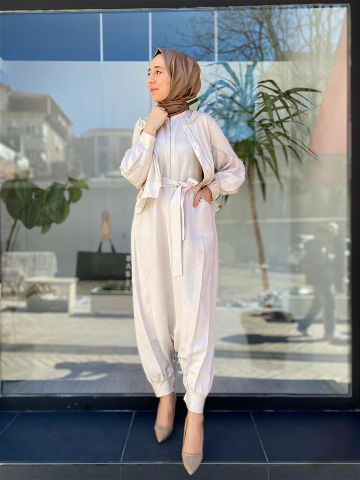 Misswhence Ceketli Şalvar Tulum Ekru 33801