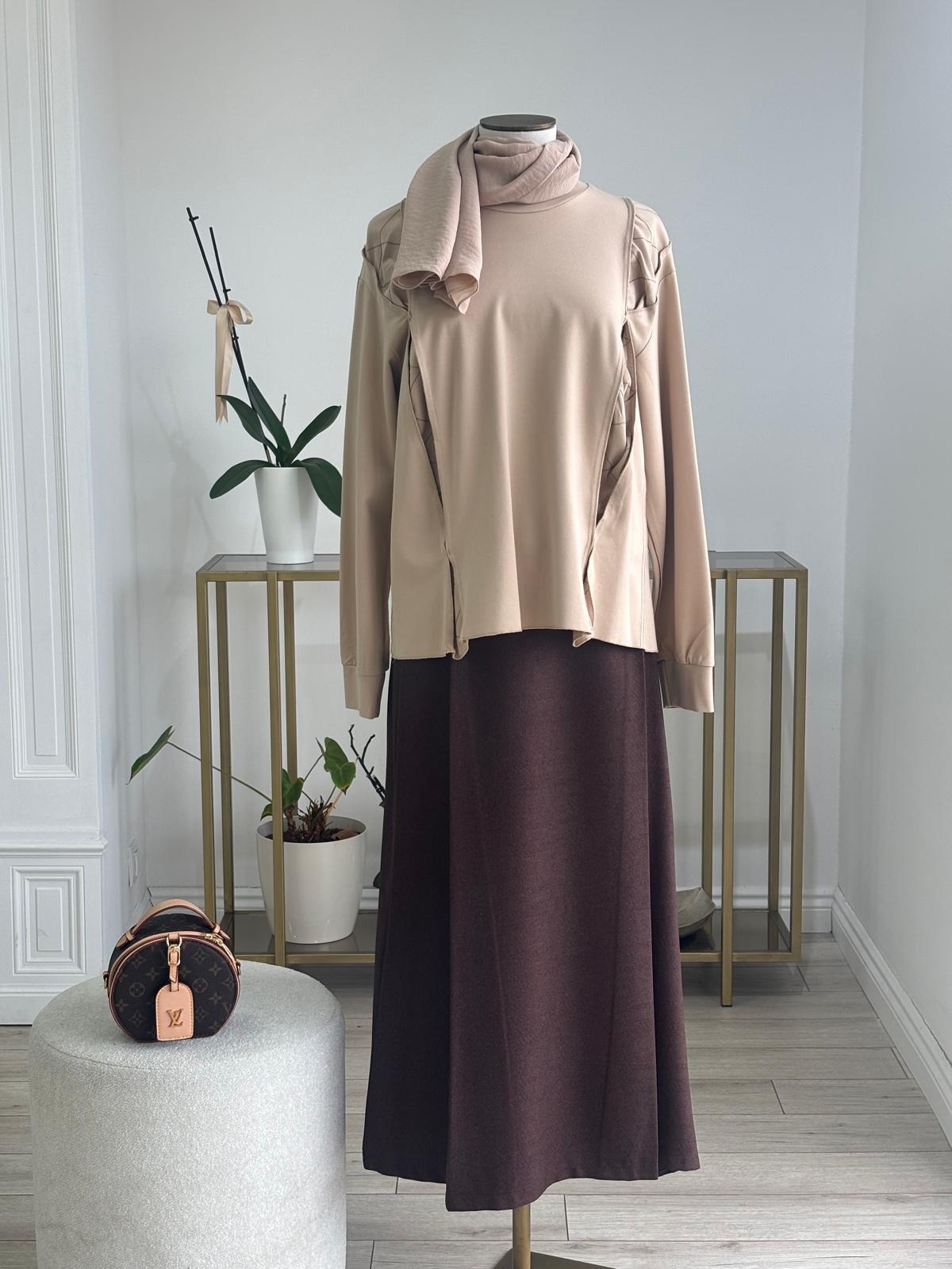 Misswhence Çelik Örme Kısa Tunik Bej 34029