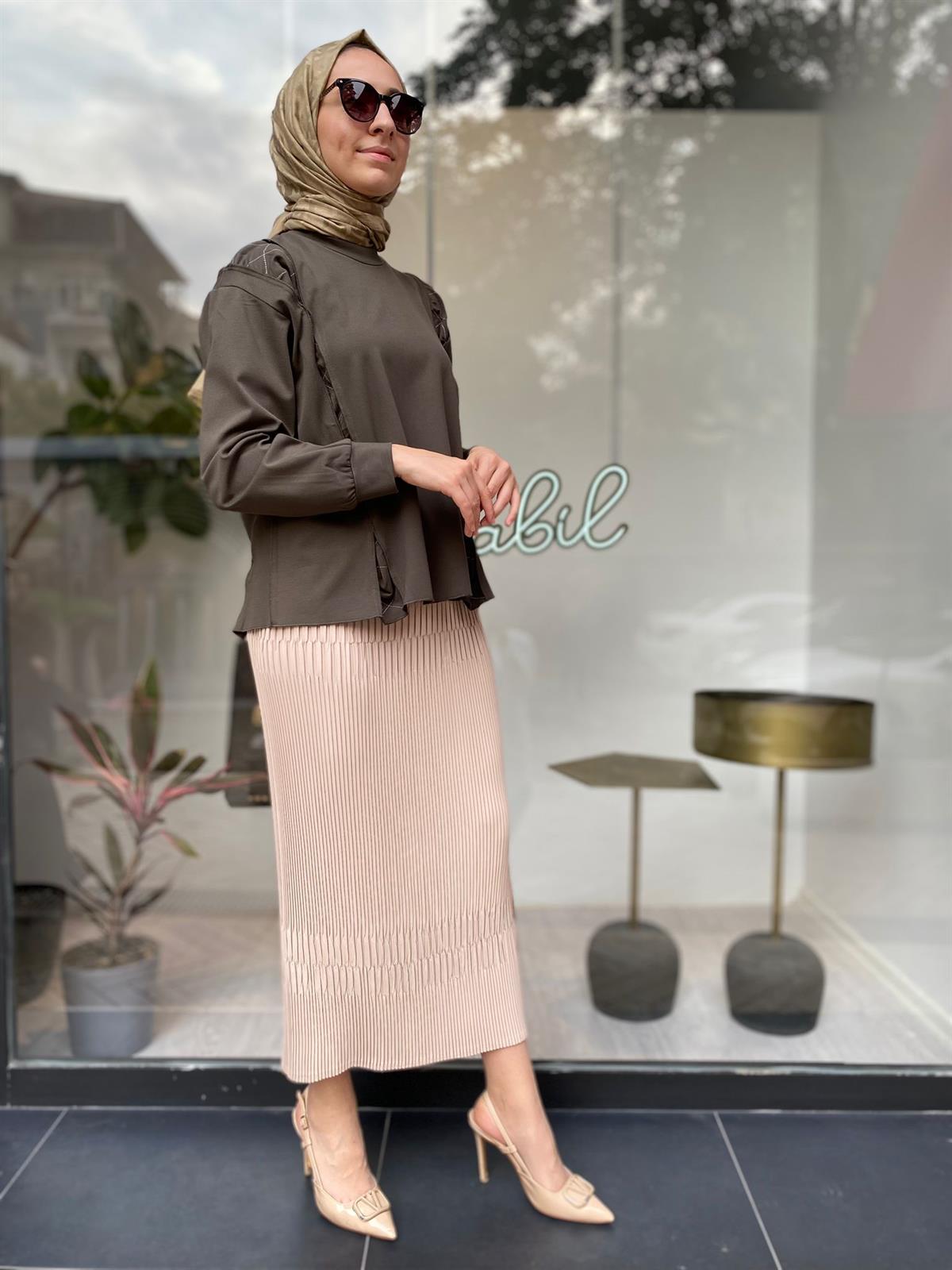 Misswhence Çelik Örme Kısa Tunik Haki 34029