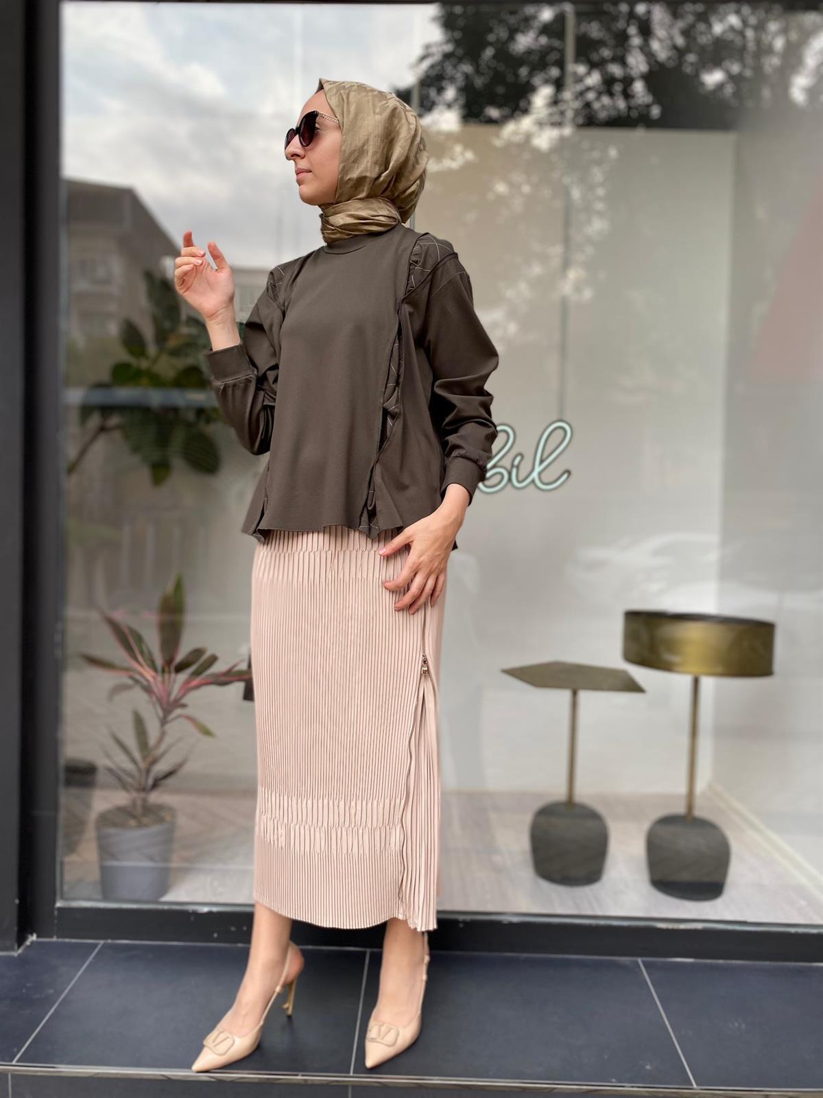 Misswhence Çelik Örme Kısa Tunik Haki 34029