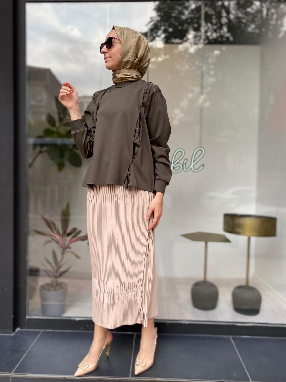 Misswhence Çelik Örme Kısa Tunik Haki 34029