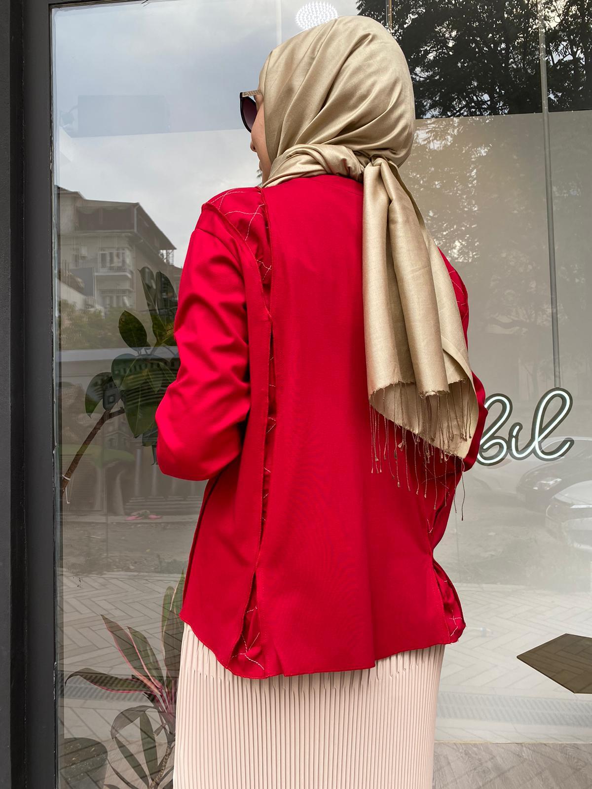 Misswhence Çelik Örme Kısa Tunik Kırmızı 34029