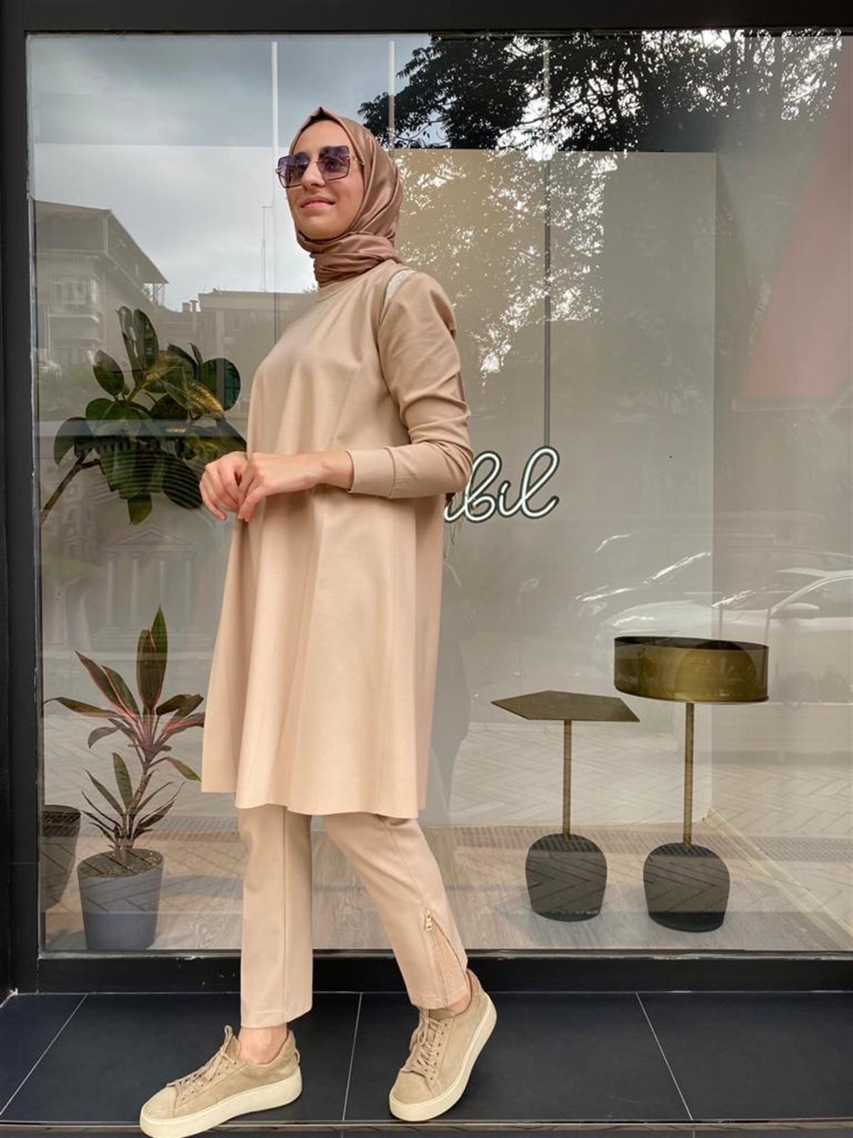 Misswhence Çelik Örme Paça Fermuarlı Taş Pantolon 34101