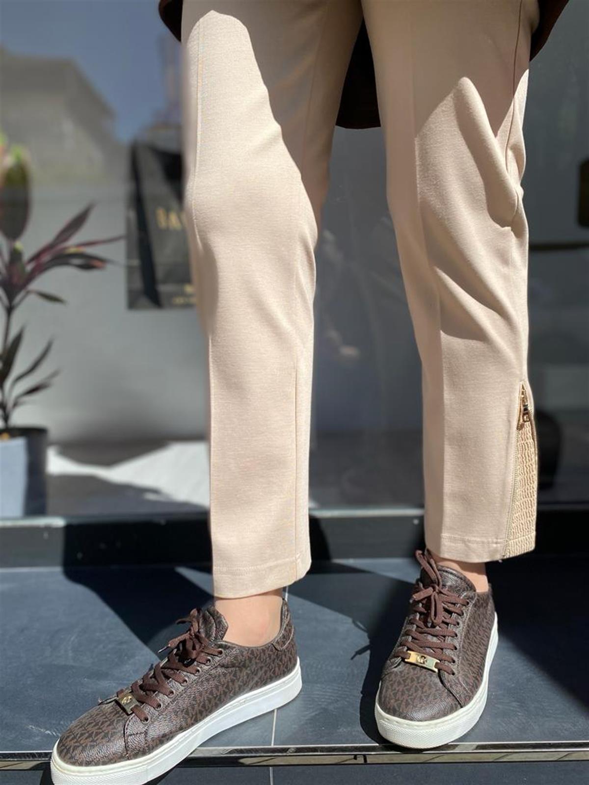 Misswhence Çelik Örme Paça Fermuarlı Taş Pantolon 34101