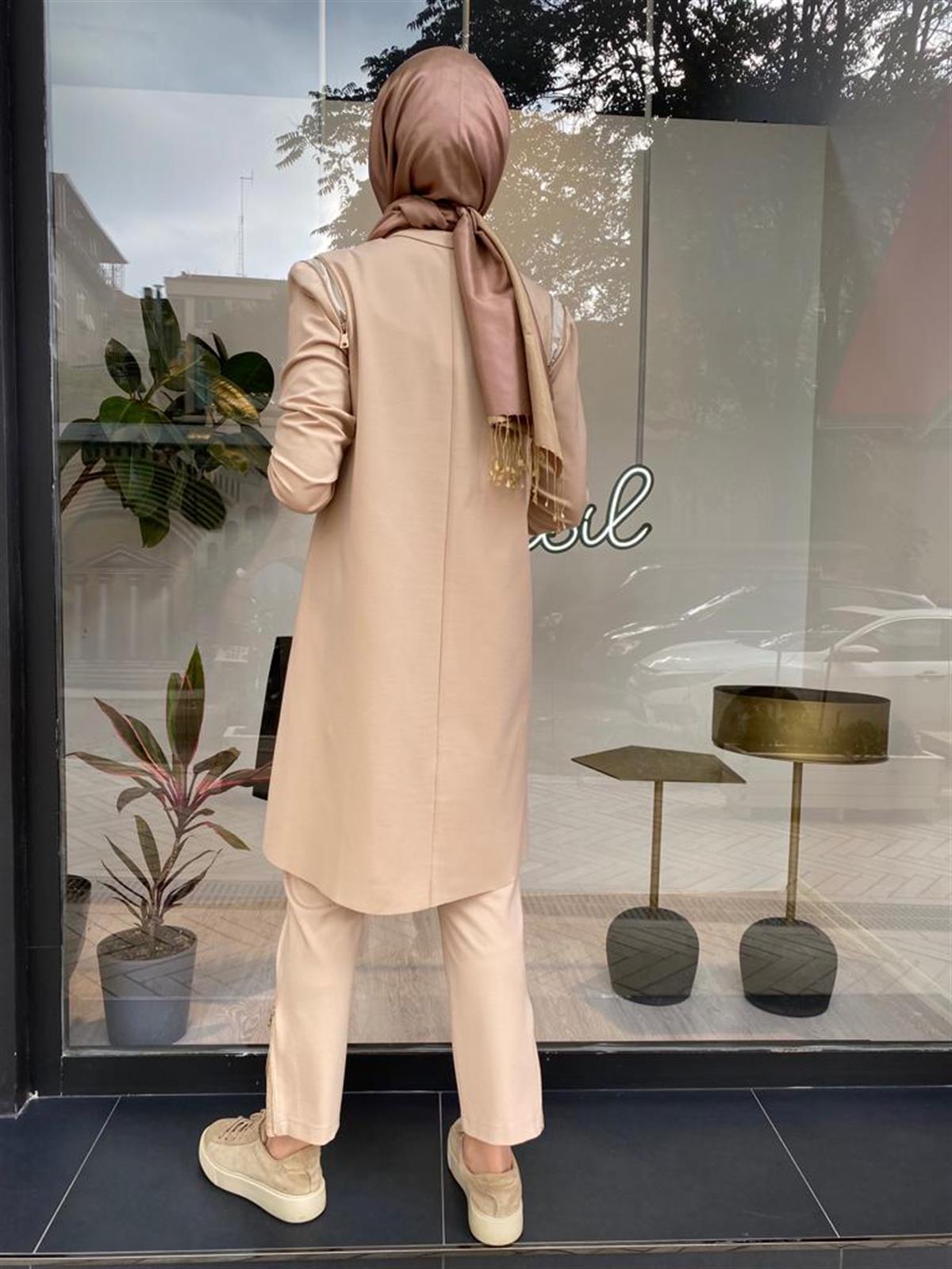 Misswhence Çelik Örme Paça Fermuarlı Taş Pantolon 34101