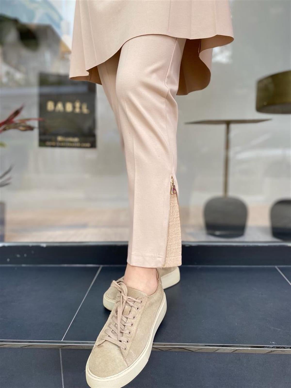 Misswhence Çelik Örme Paça Fermuarlı Taş Pantolon 34101