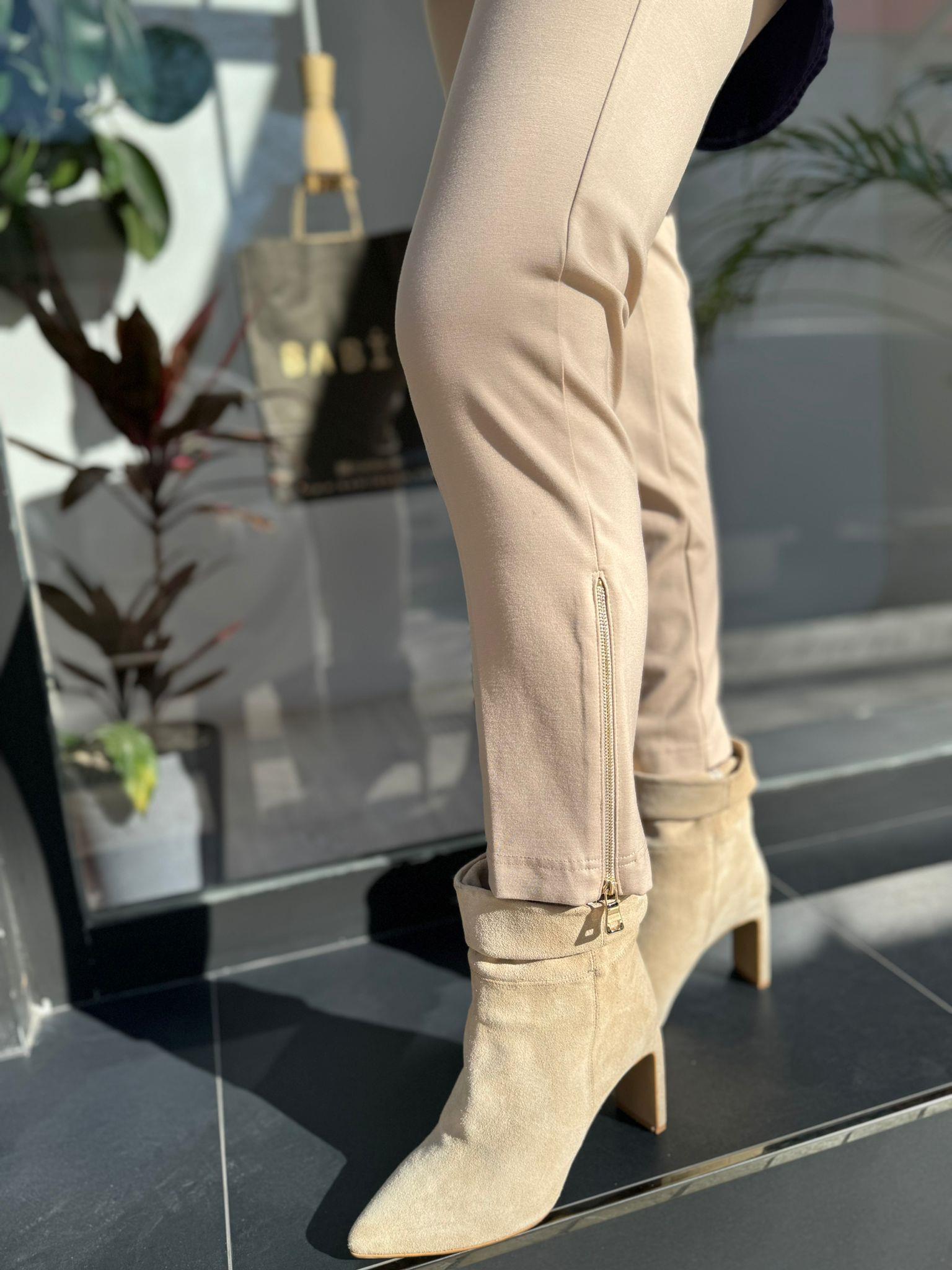 Misswhence Çelik Örme Paça Fermuarlı Taş Pantolon 34101