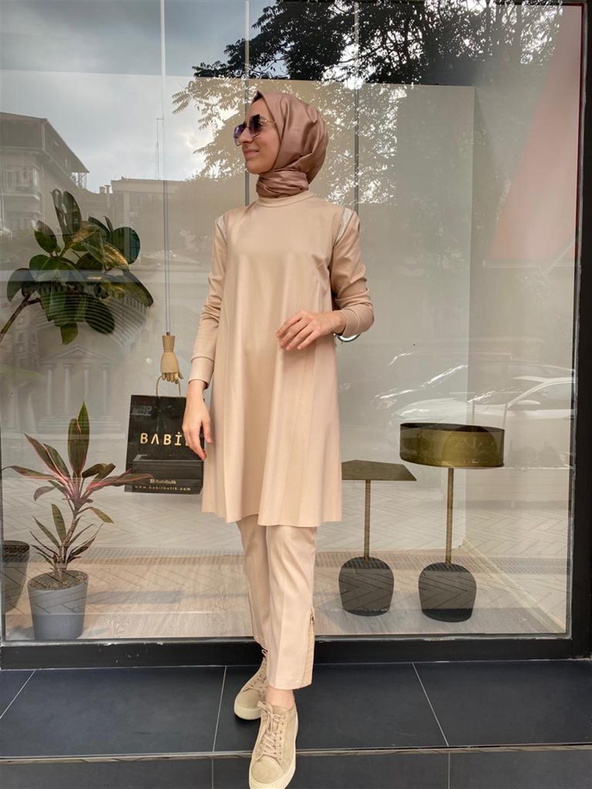 Misswhence Çelik Örme Paça Fermuarlı Taş Pantolon 34101