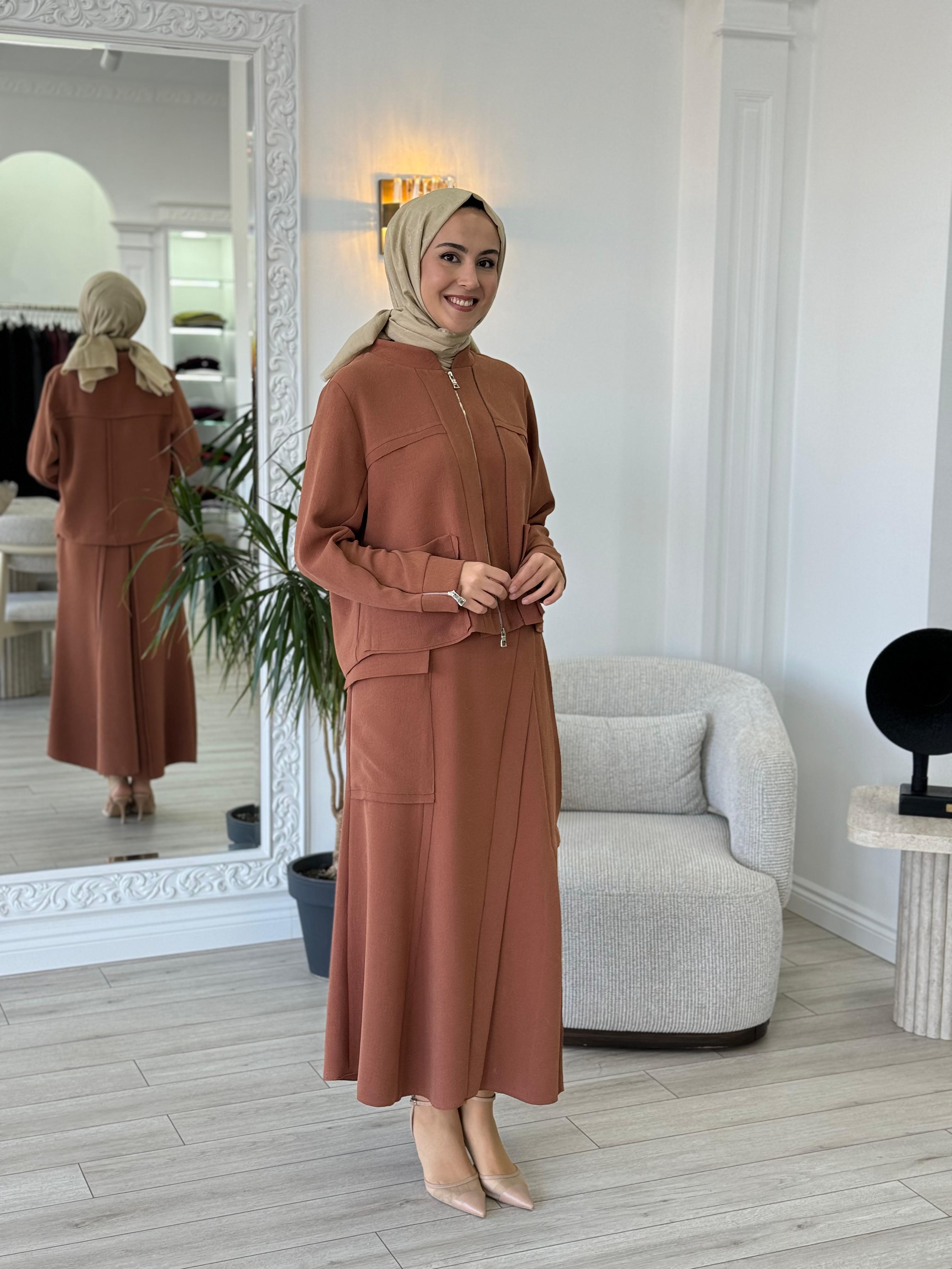 Misswhence Cep Detaylı Etekli Takım Tarçın 36204