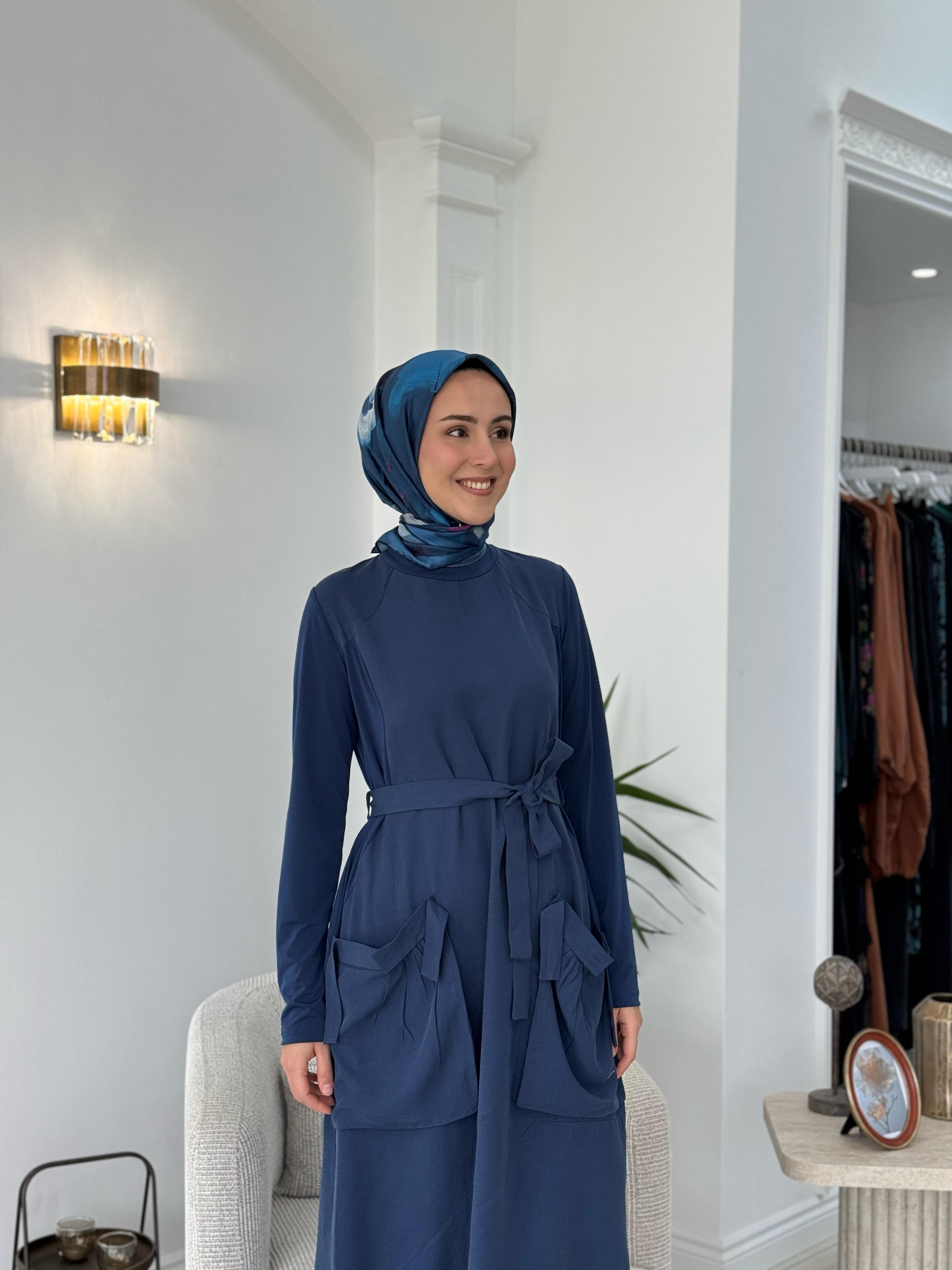 Misswhence Cep Detaylı Tensel Elbise İndigo 37814