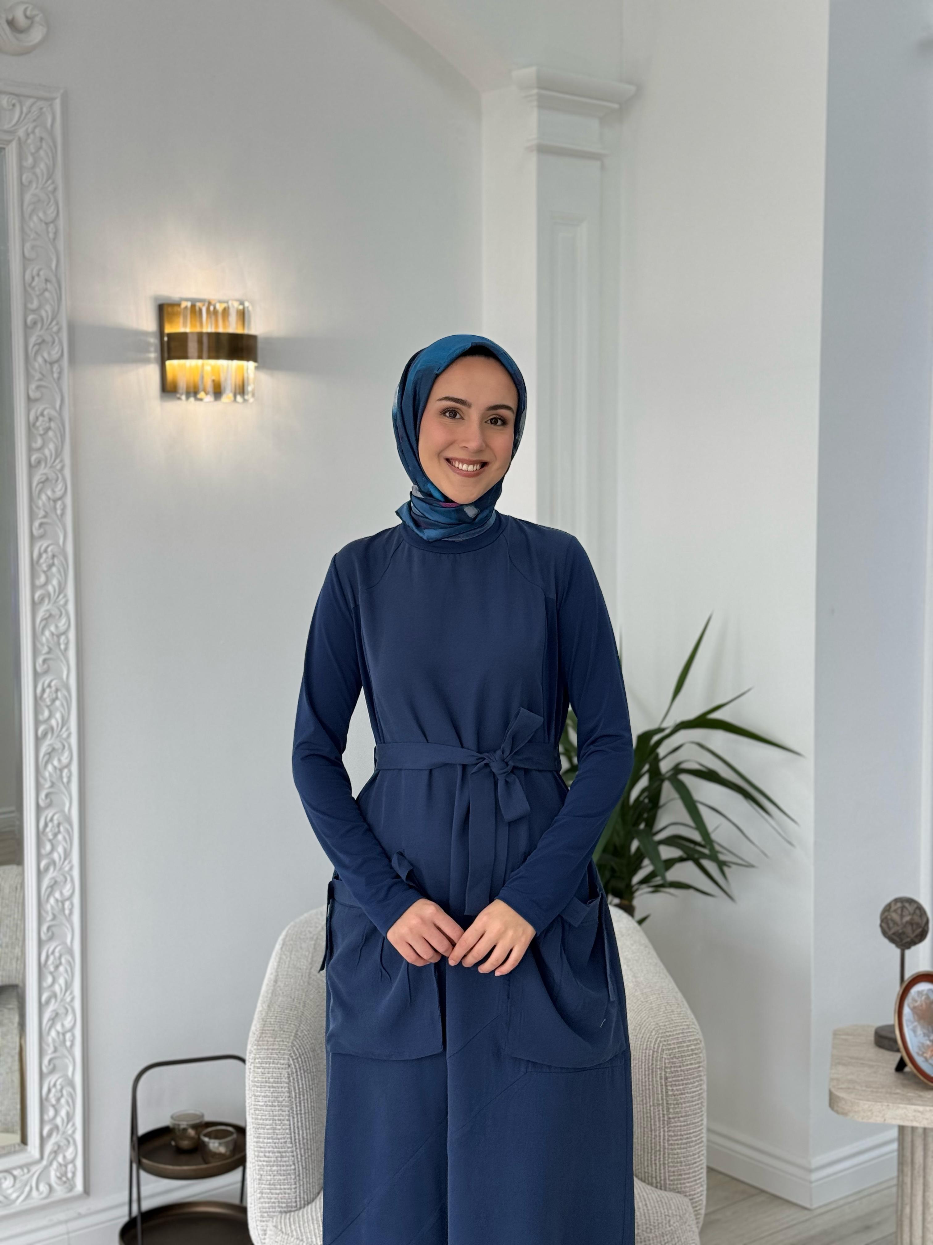 Misswhence Cep Detaylı Tensel Elbise İndigo 37814