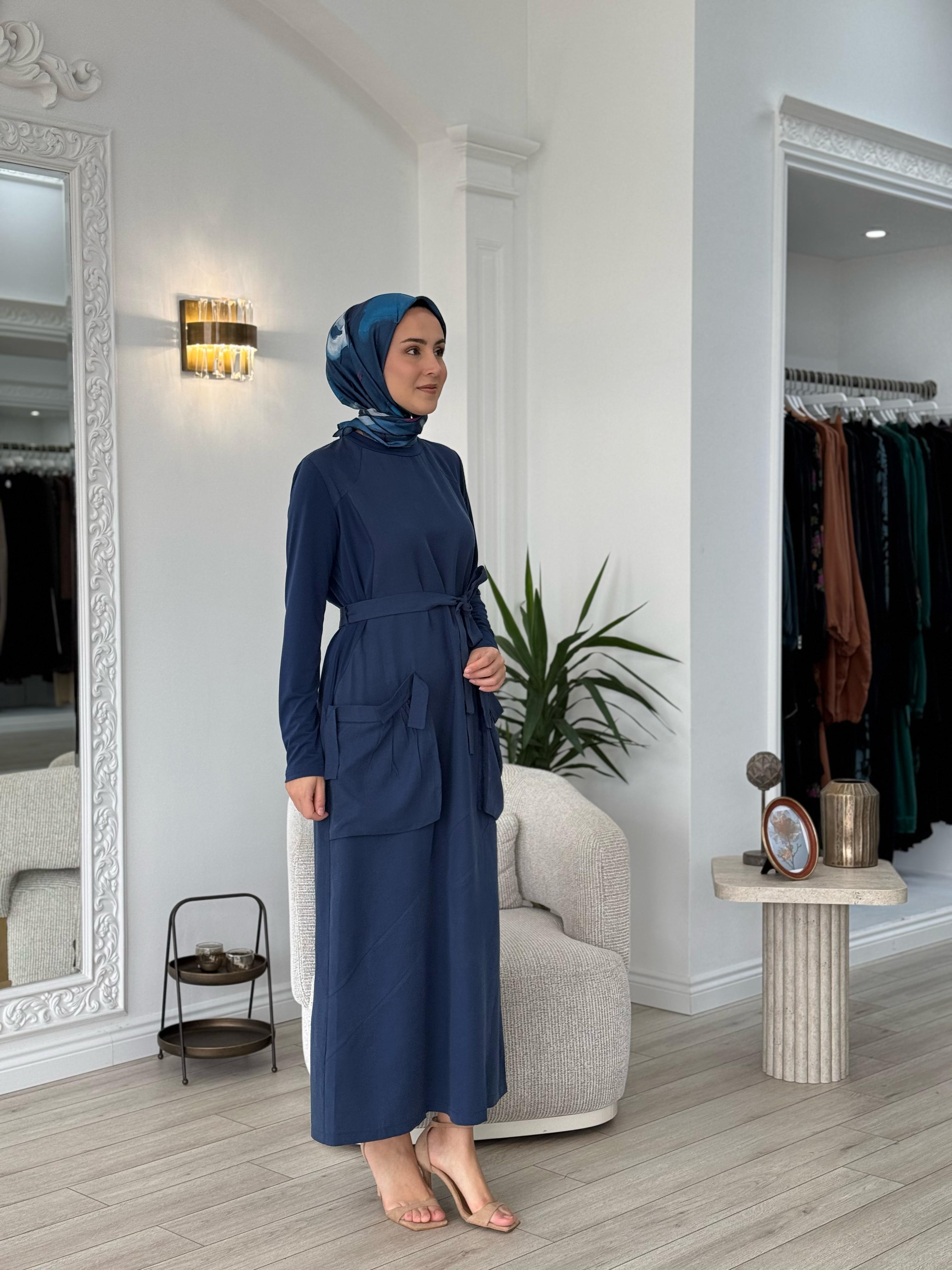 Misswhence Cep Detaylı Tensel Elbise İndigo 37814