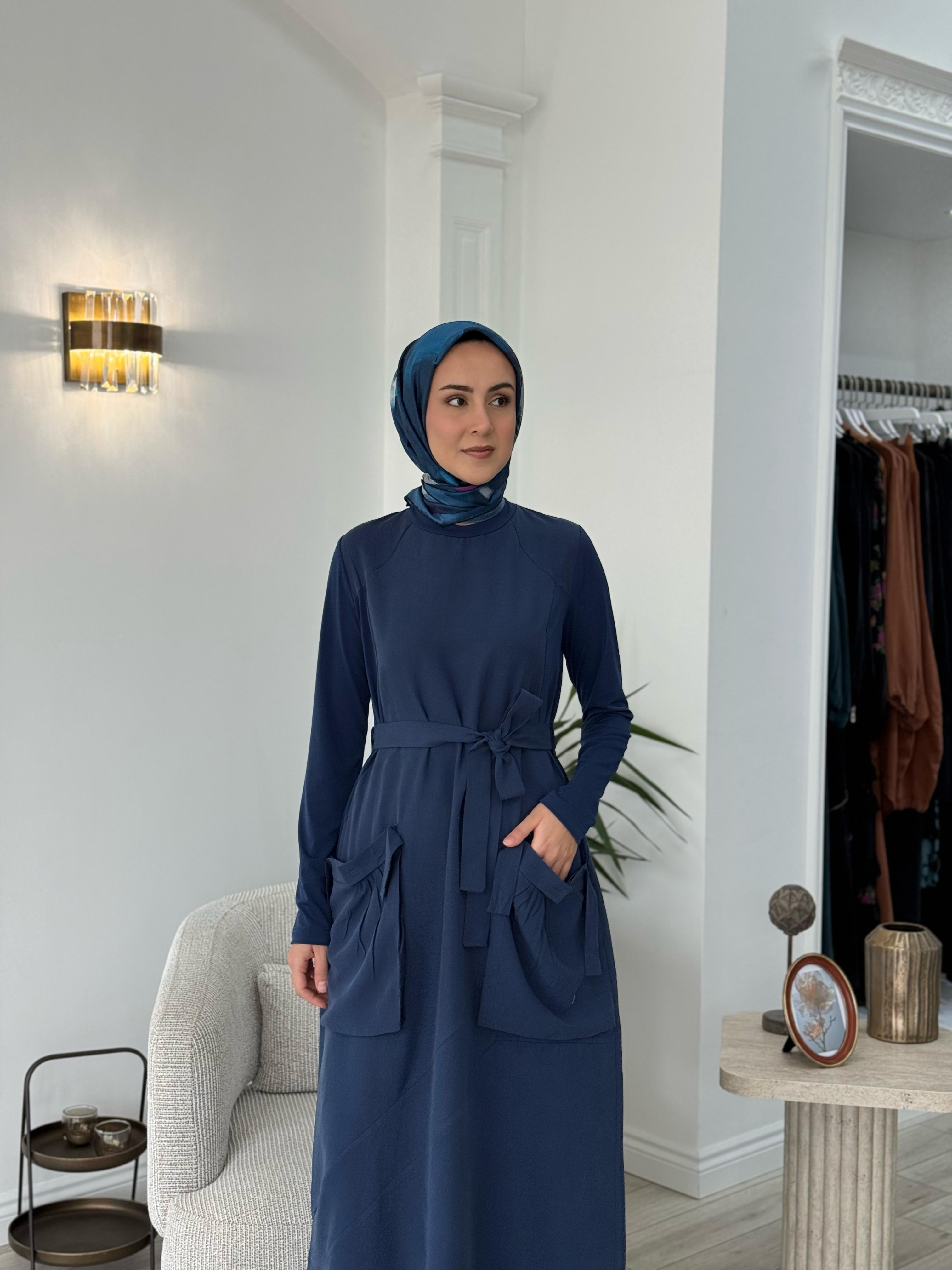 Misswhence Cep Detaylı Tensel Elbise İndigo 37814
