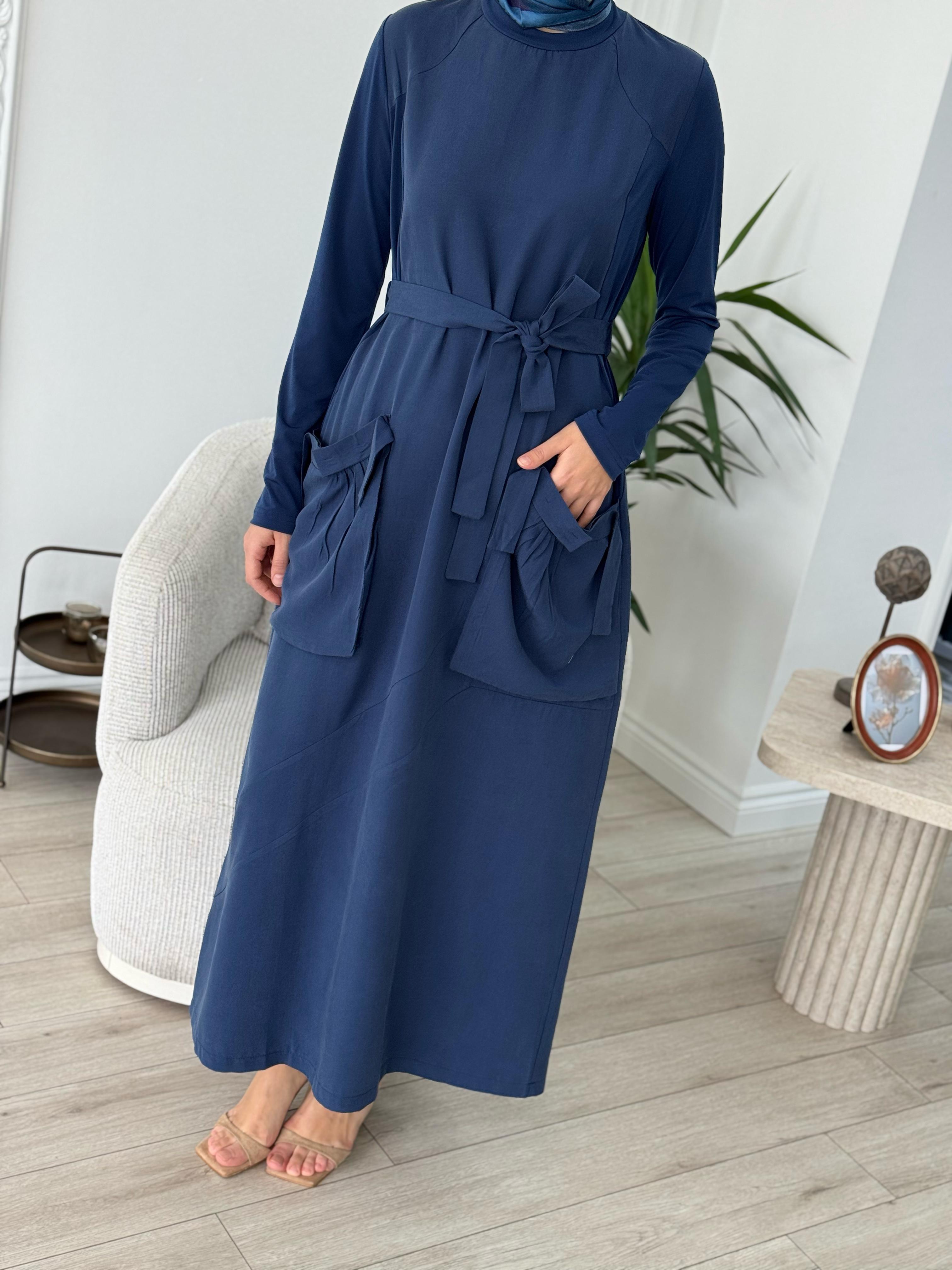Misswhence Cep Detaylı Tensel Elbise İndigo 37814