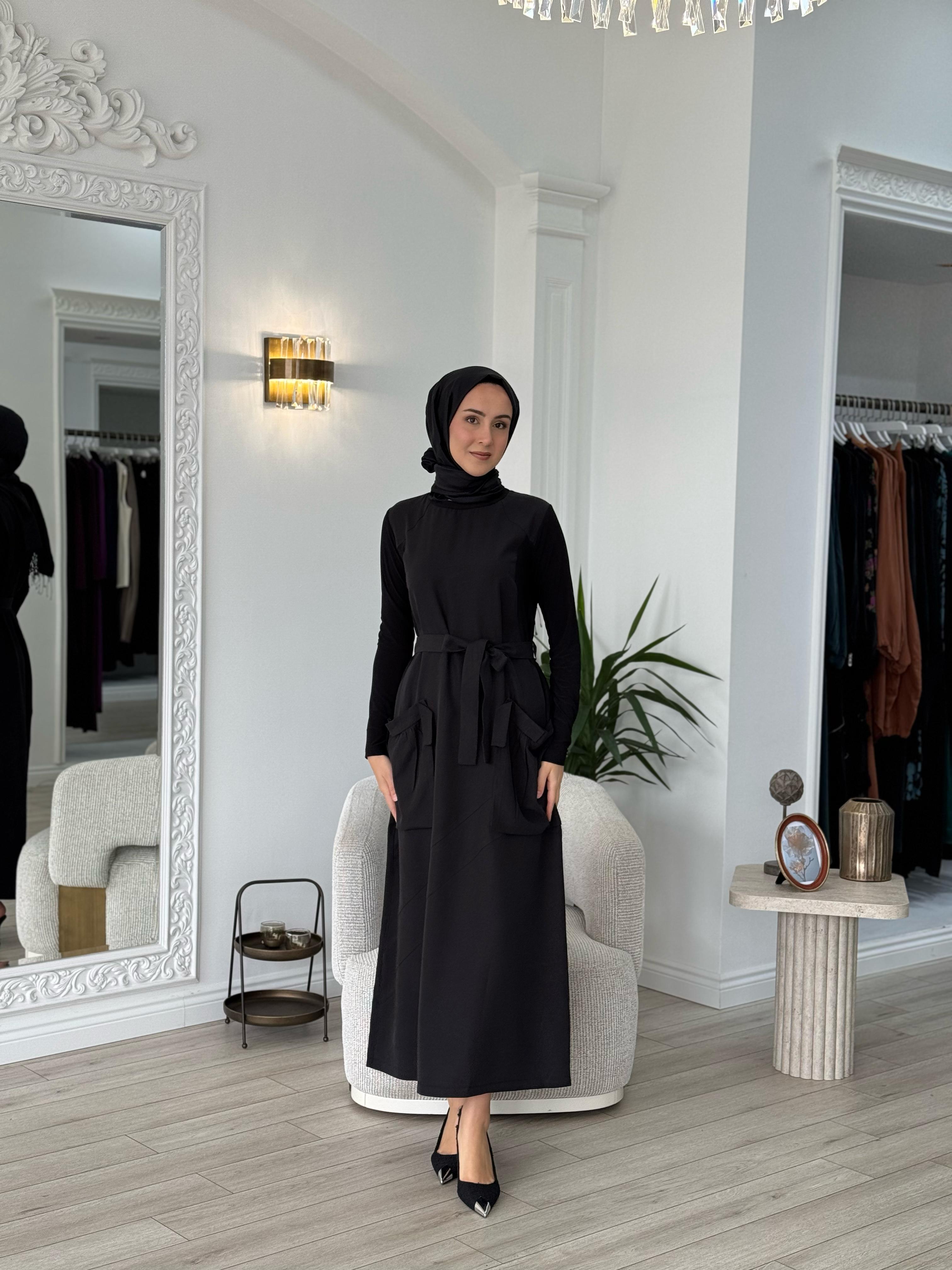 Misswhence Cep Detaylı Tensel Elbise Siyah 37814