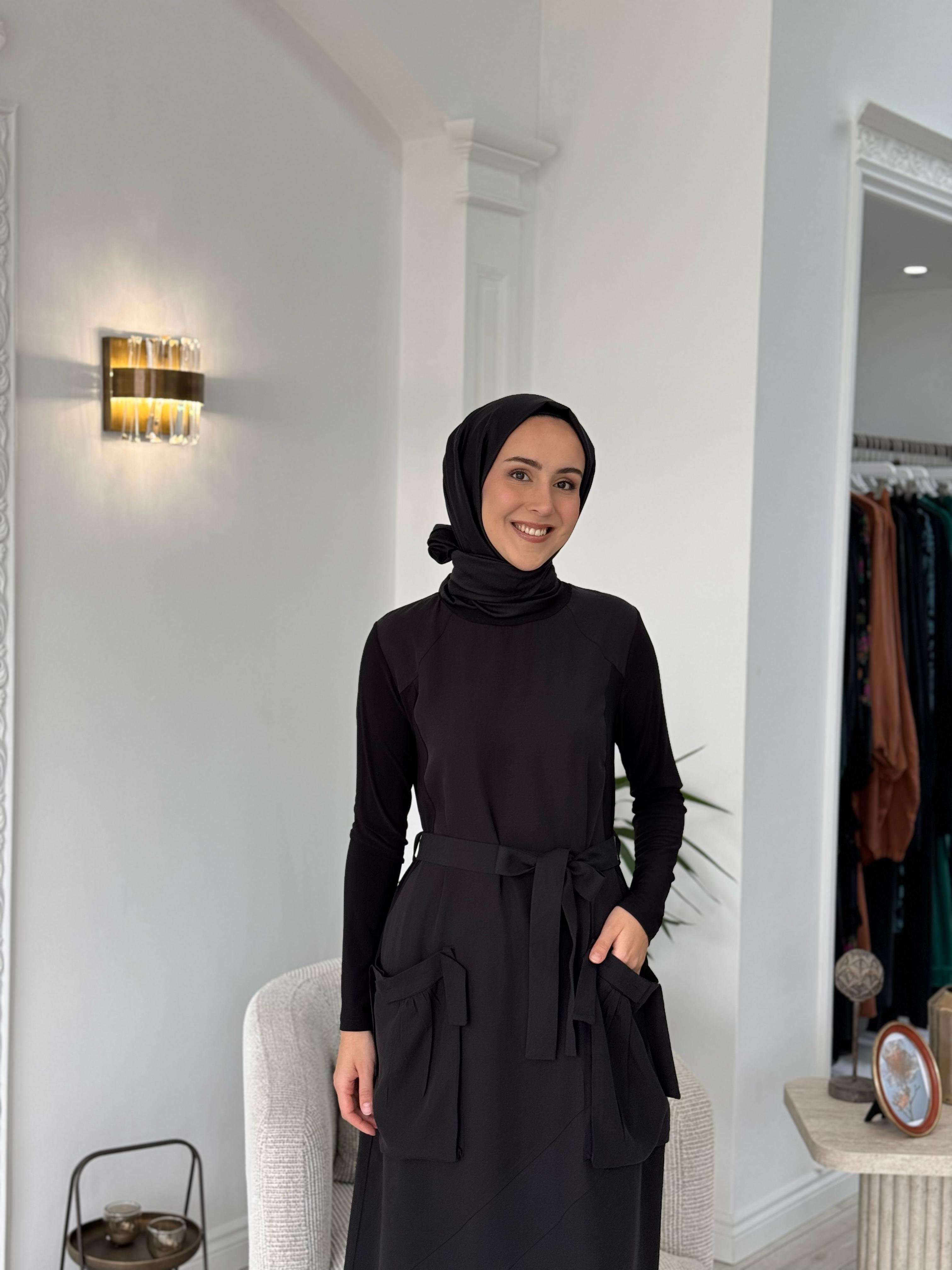 Misswhence Cep Detaylı Tensel Elbise Siyah 37814
