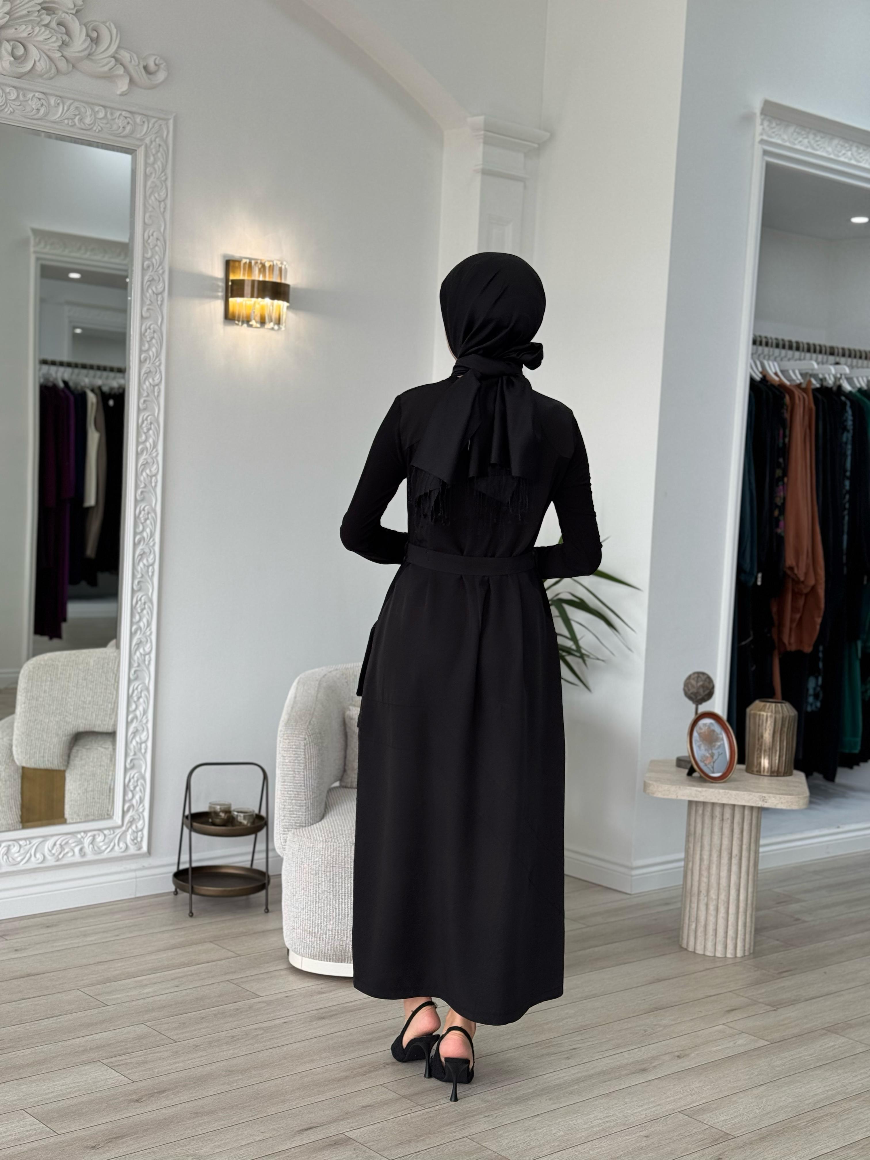 Misswhence Cep Detaylı Tensel Elbise Siyah 37814