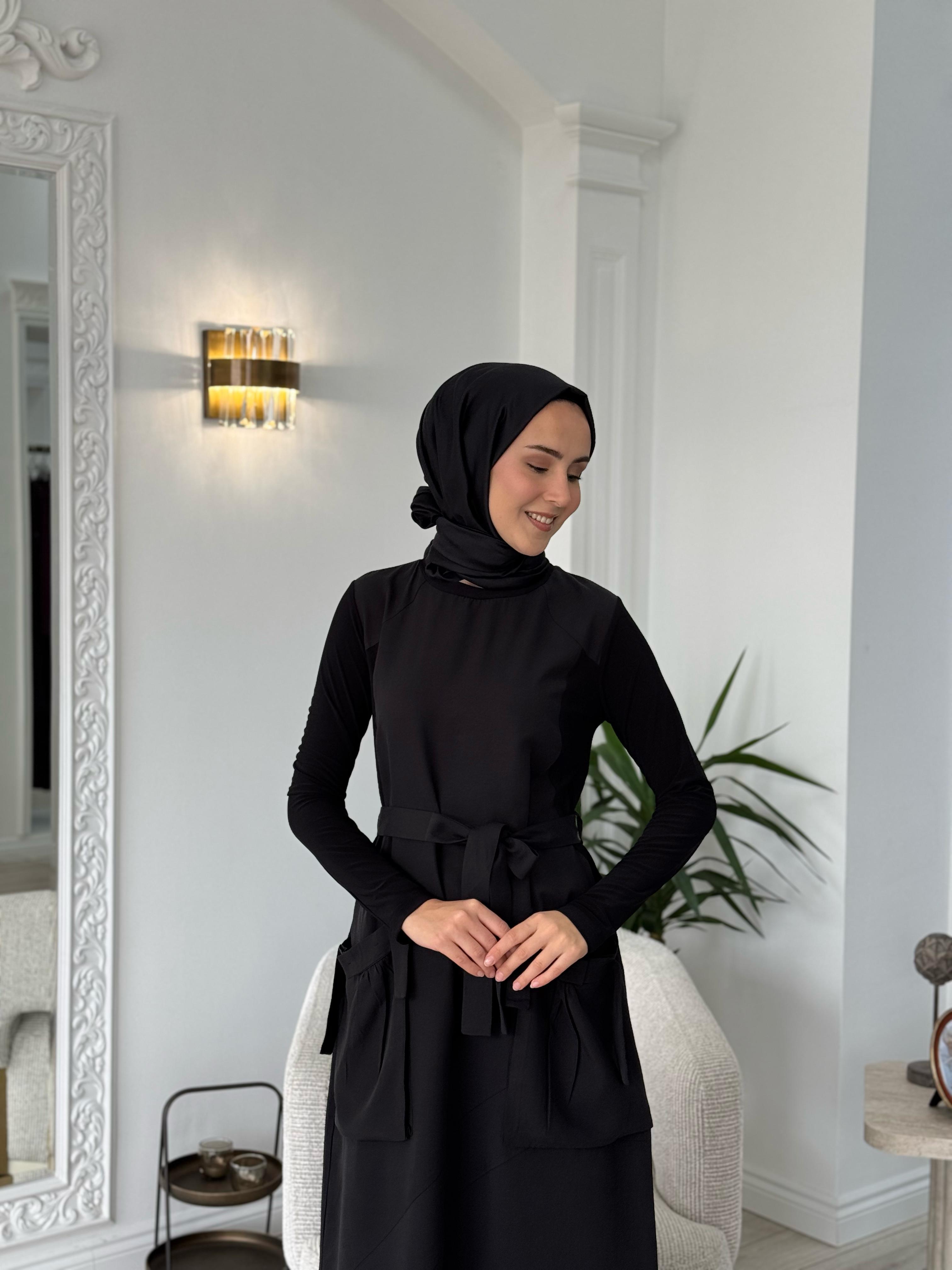 Misswhence Cep Detaylı Tensel Elbise Siyah 37814
